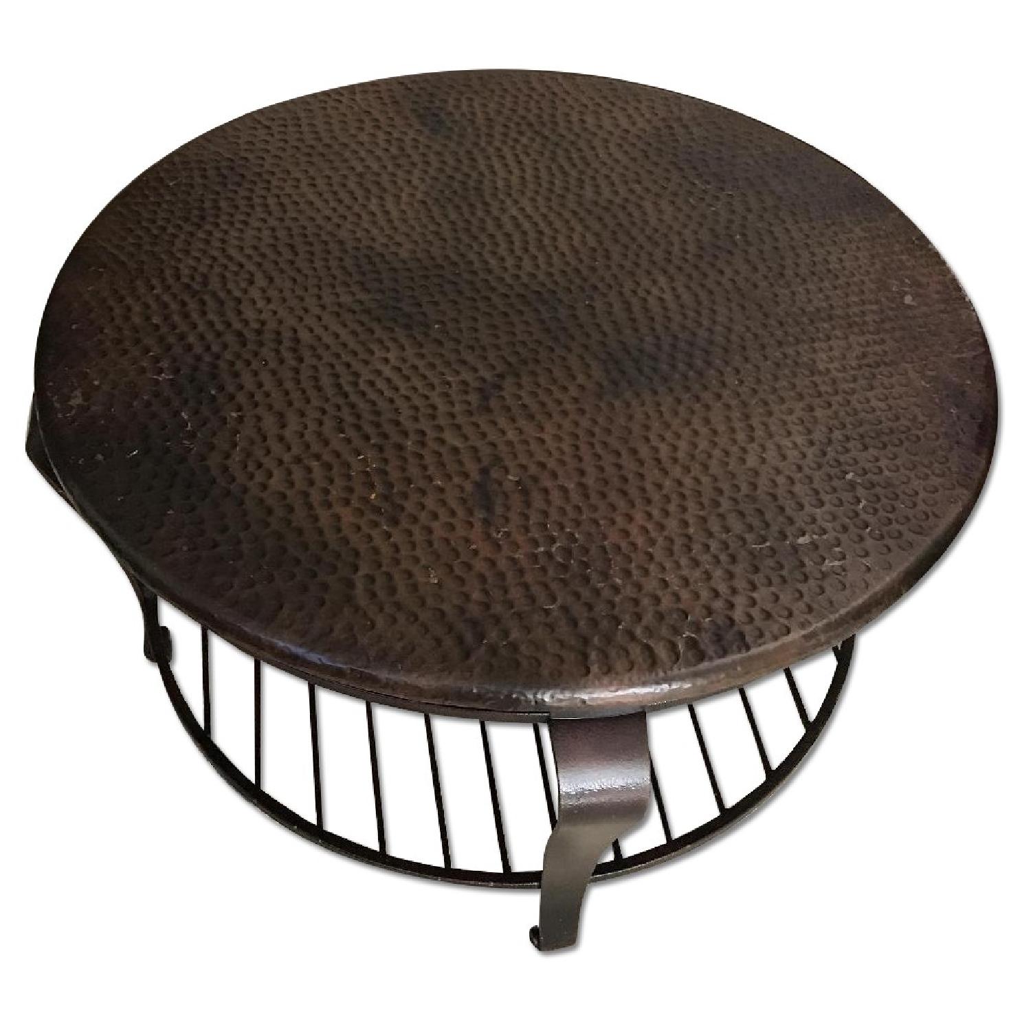 Hammered Copper Round Coffee Table AptDeco
