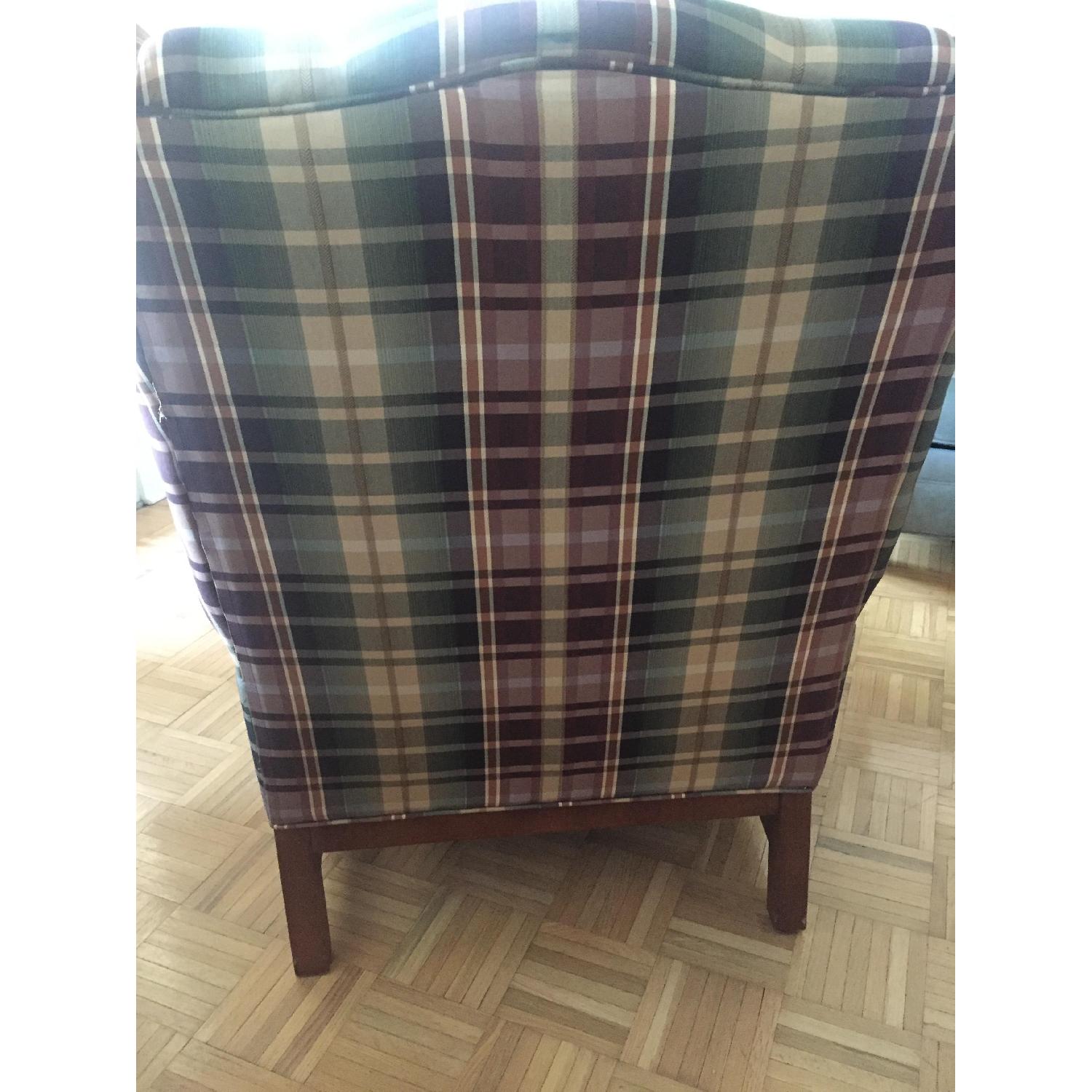 Ikea Plaid Wingback Chair & Ottoman - image-3