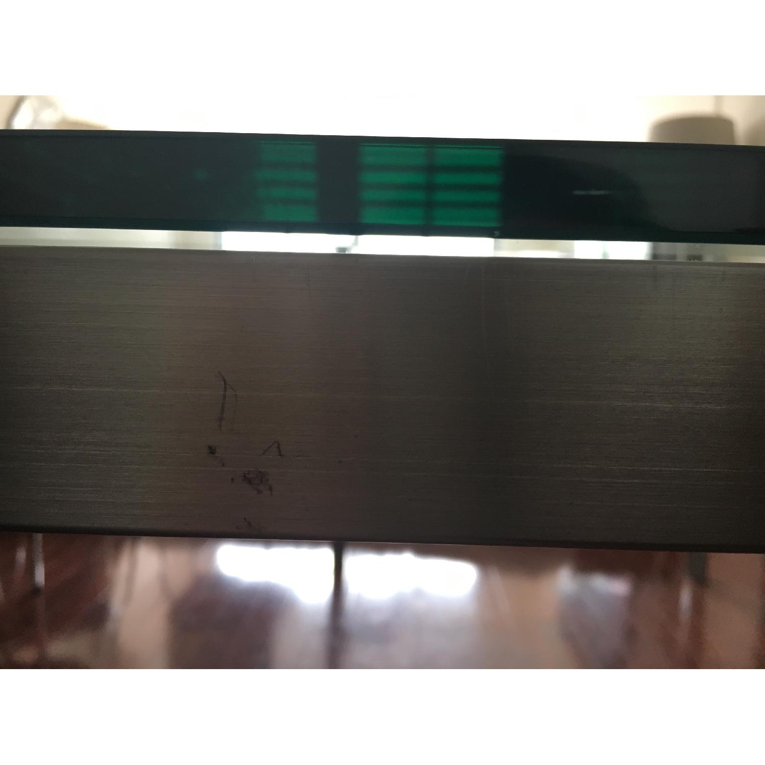 Crate & Barrel Parsons Clear Glass Top & Stainless Steel Base Dining Table - image-4