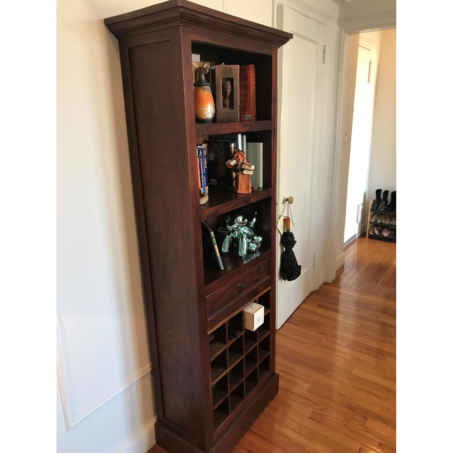 From The Source Wood Bookcase w/ Wine Storage - image-1