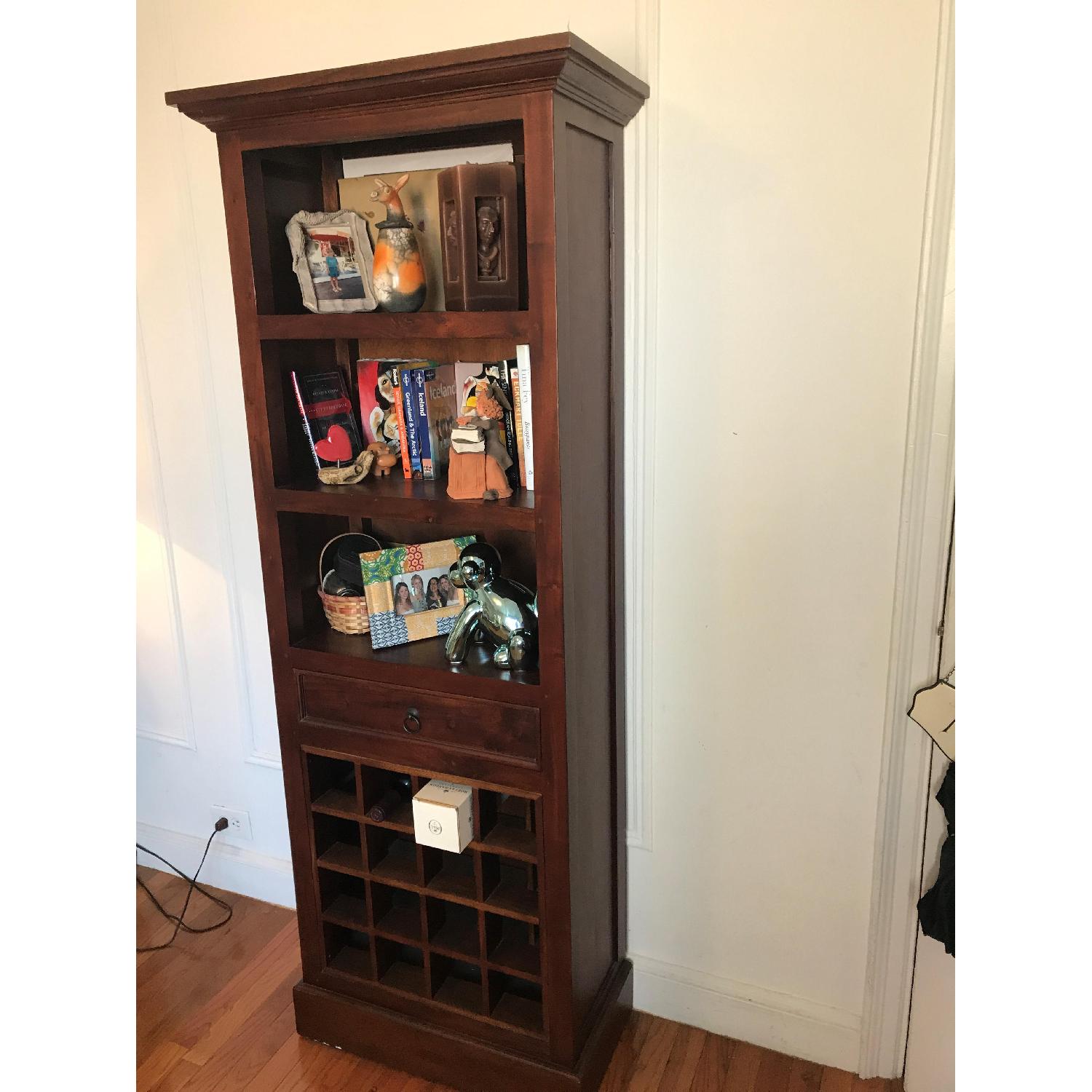 From The Source Wood Bookcase w/ Wine Storage - image-2
