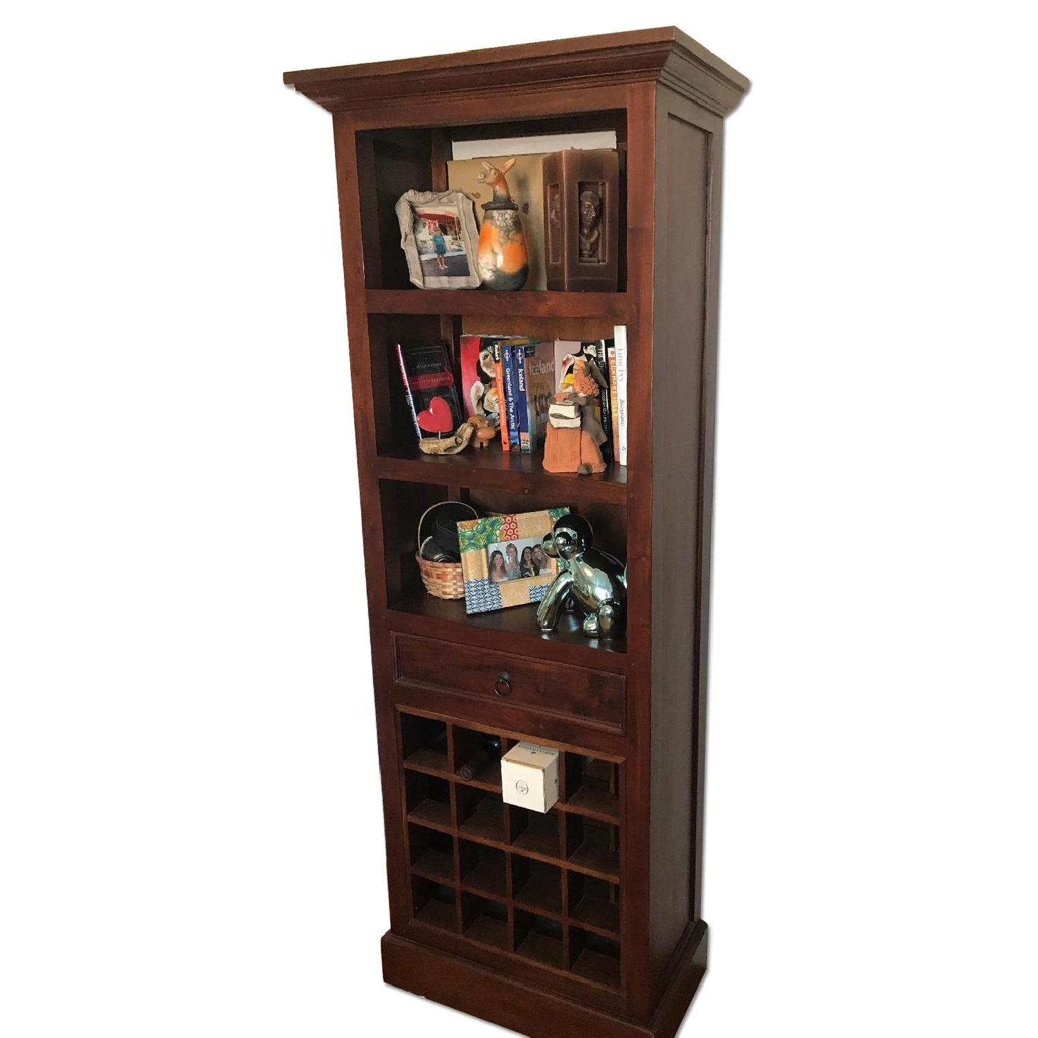 From The Source Wood Bookcase w/ Wine Storage - image-0