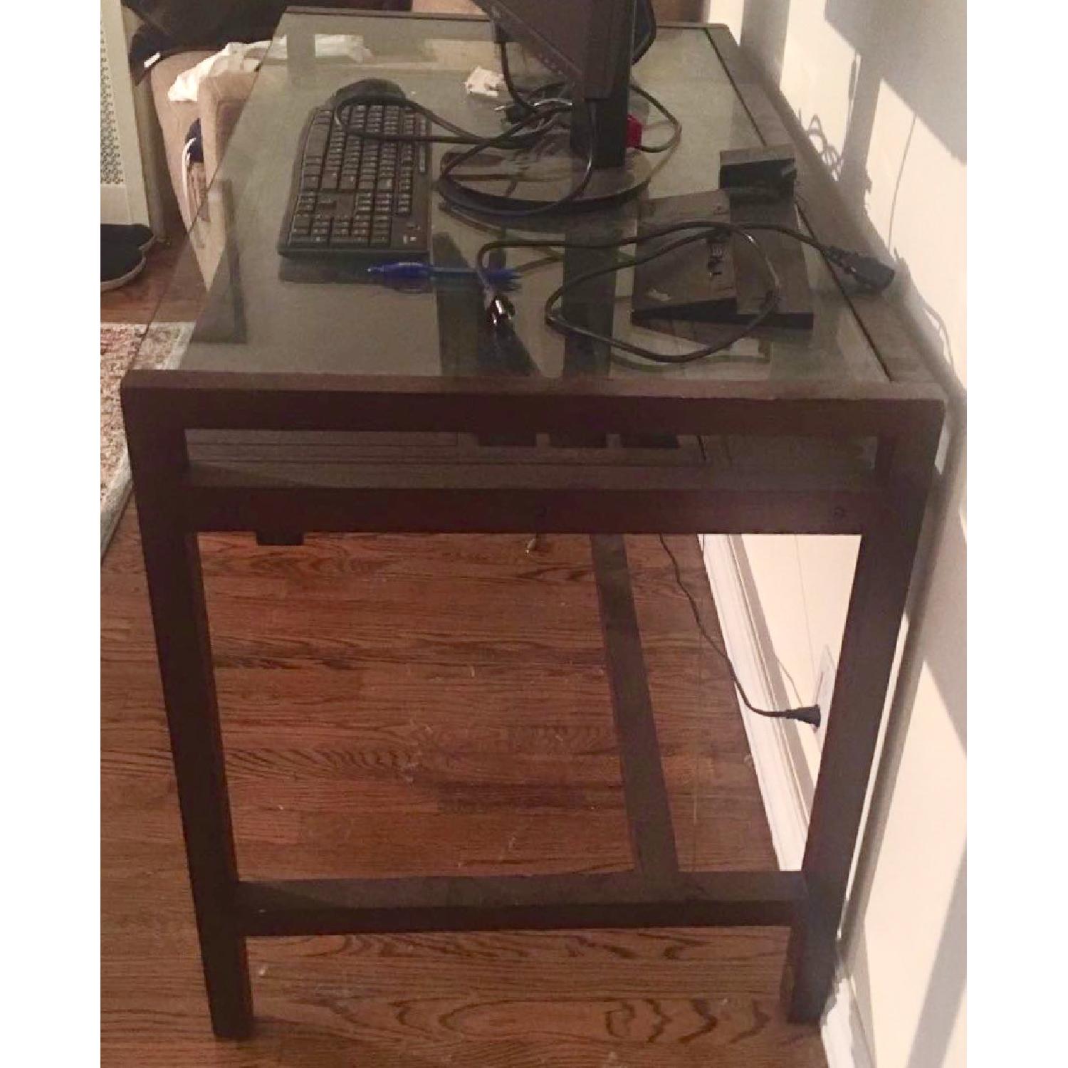 West Elm Glass-Top Wooden Desk - image-3
