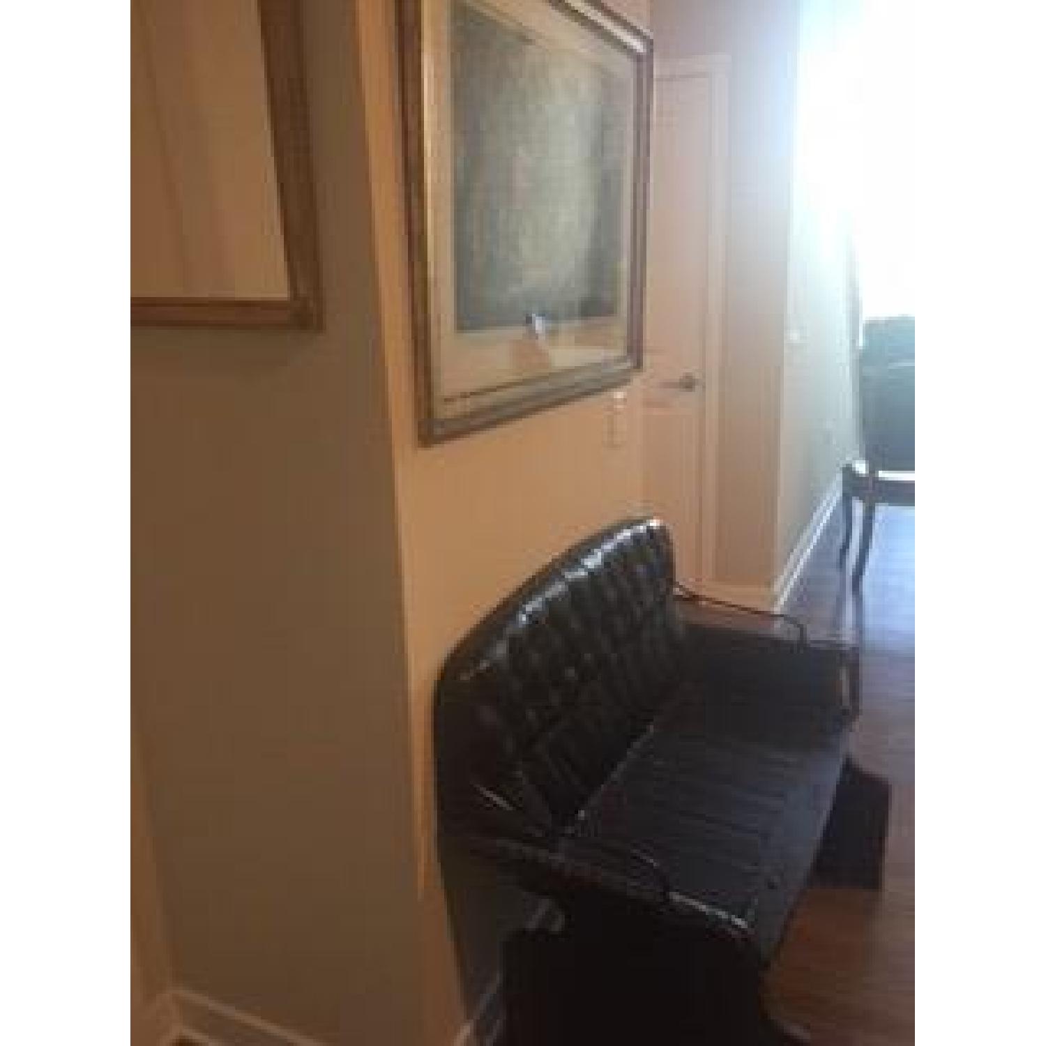 Black Leather Nail Head Buggy Seat Bench - image-3