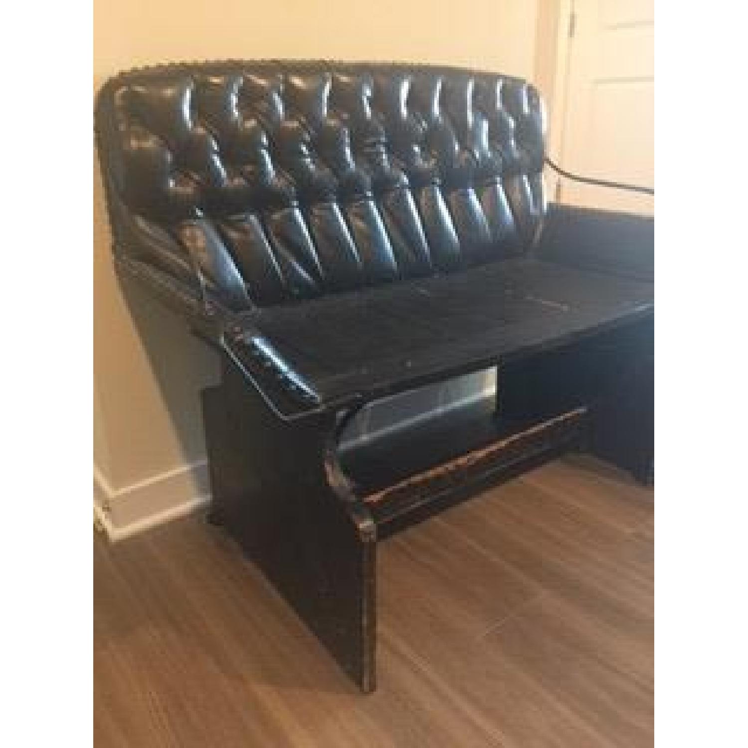 Black Leather Nail Head Buggy Seat Bench - image-4