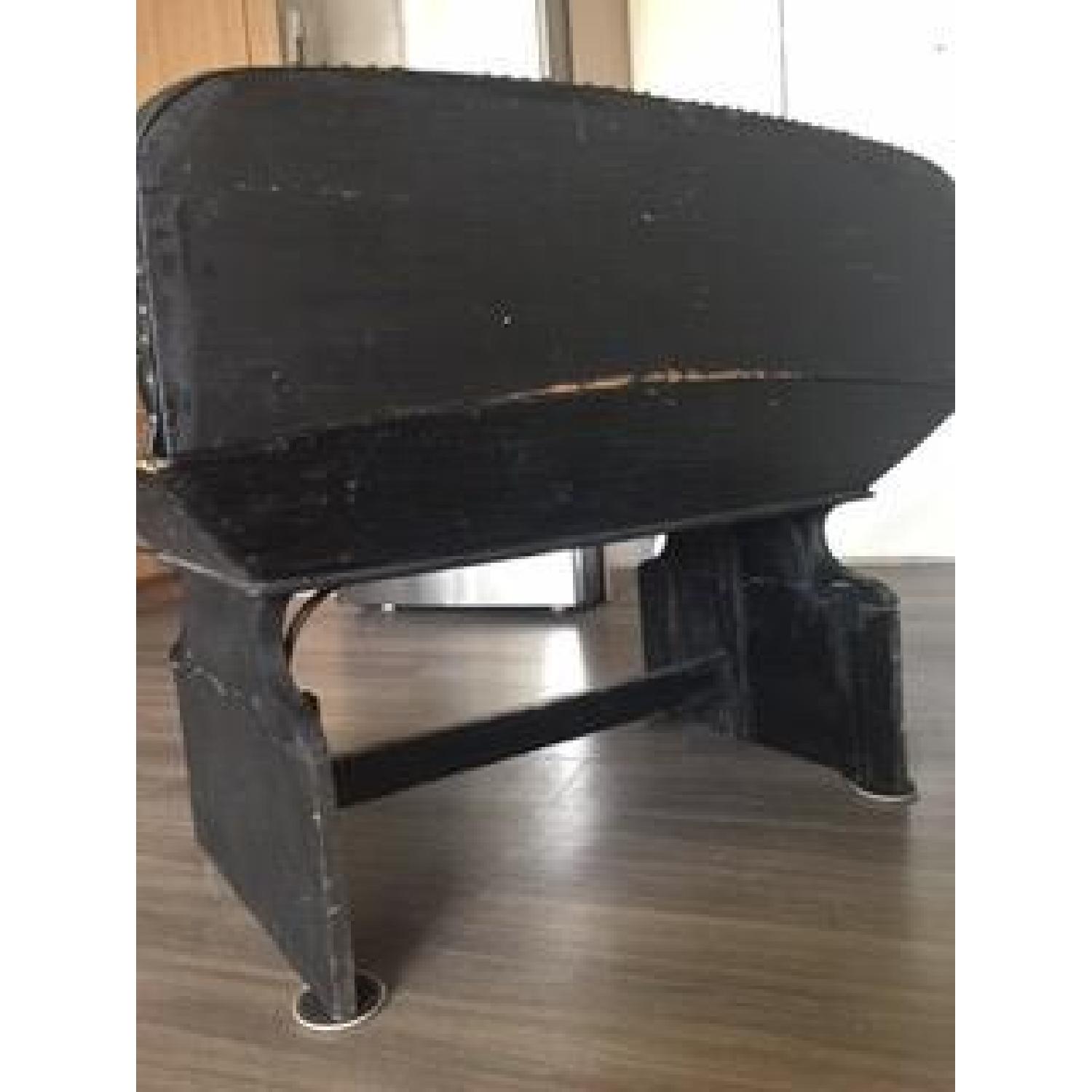 Black Leather Nail Head Buggy Seat Bench - image-5