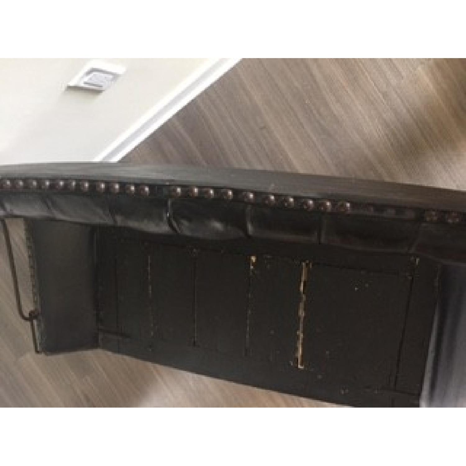 Black Leather Nail Head Buggy Seat Bench - image-6