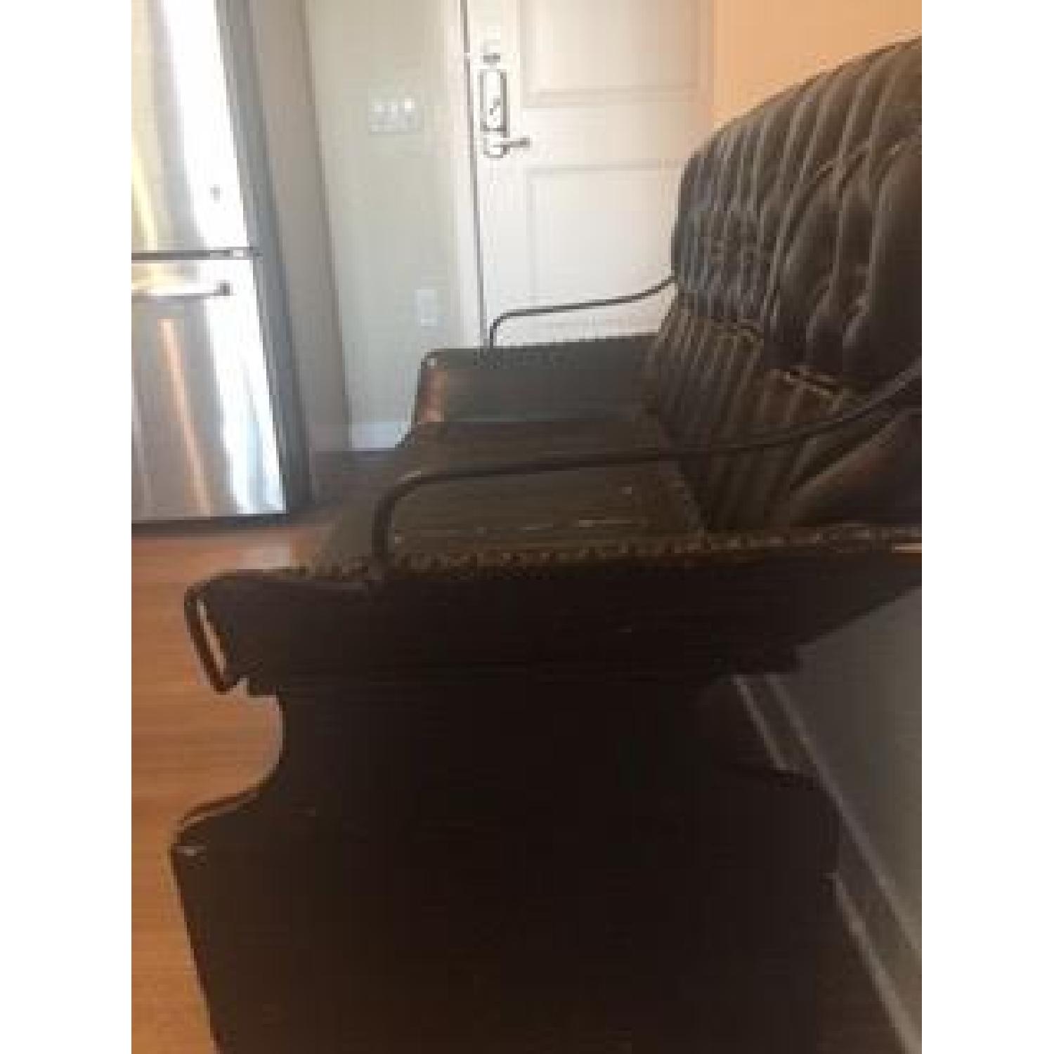 Black Leather Nail Head Buggy Seat Bench - image-7