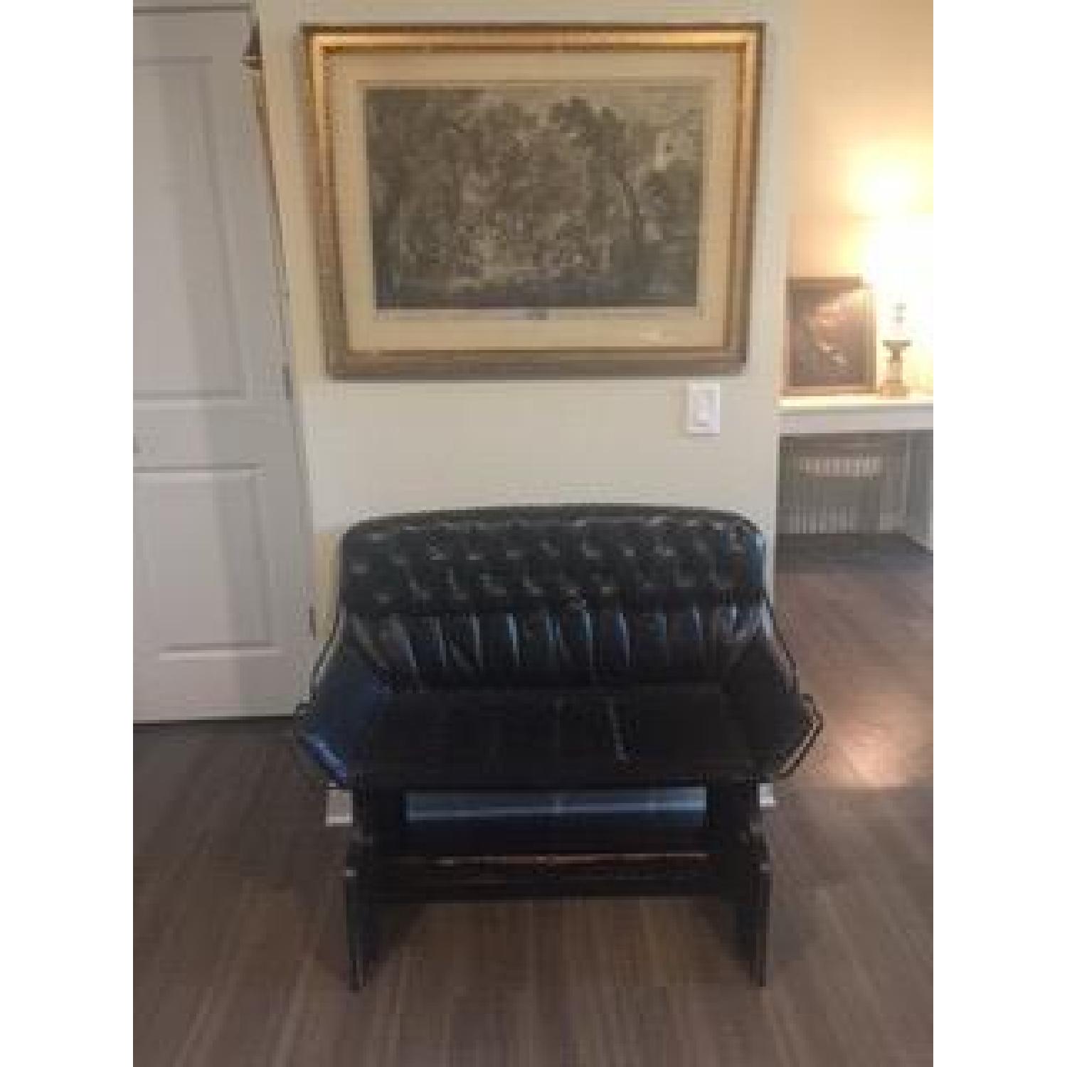 Black Leather Nail Head Buggy Seat Bench - image-8