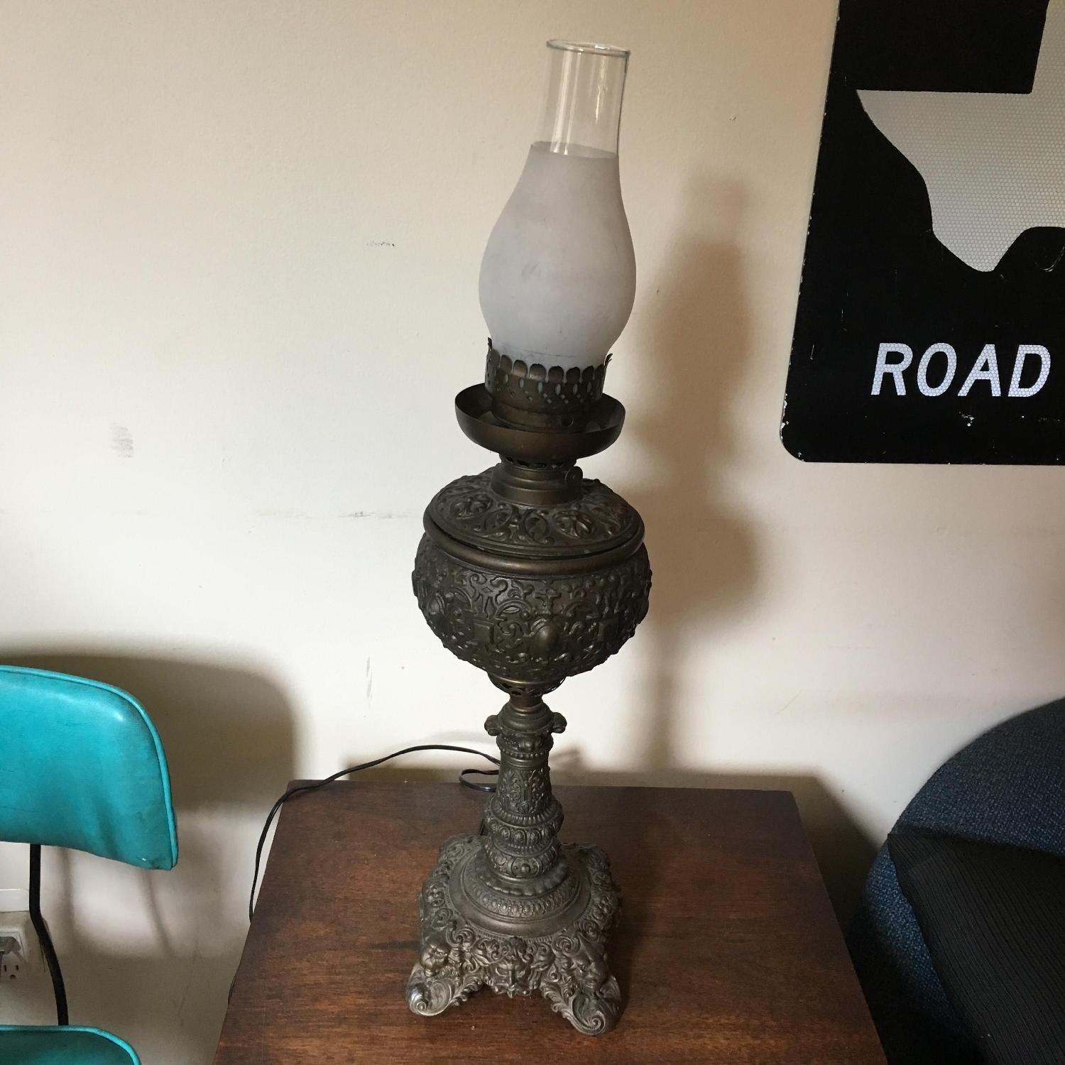 Vintage Ornate Antique Metal Lamp - image-1