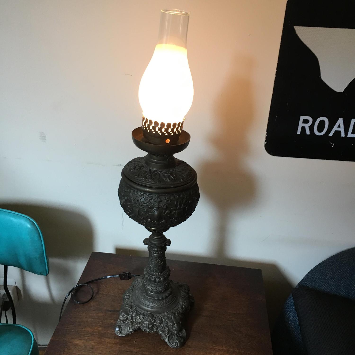 Vintage Ornate Antique Metal Lamp - image-4