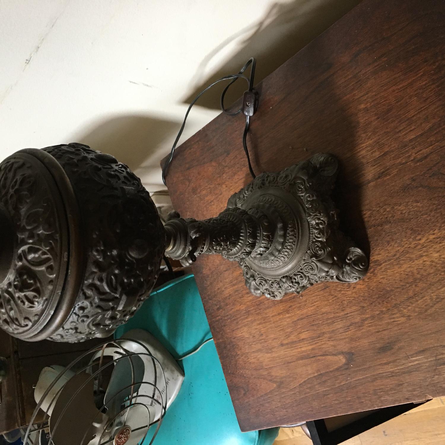 Vintage Ornate Antique Metal Lamp - image-5