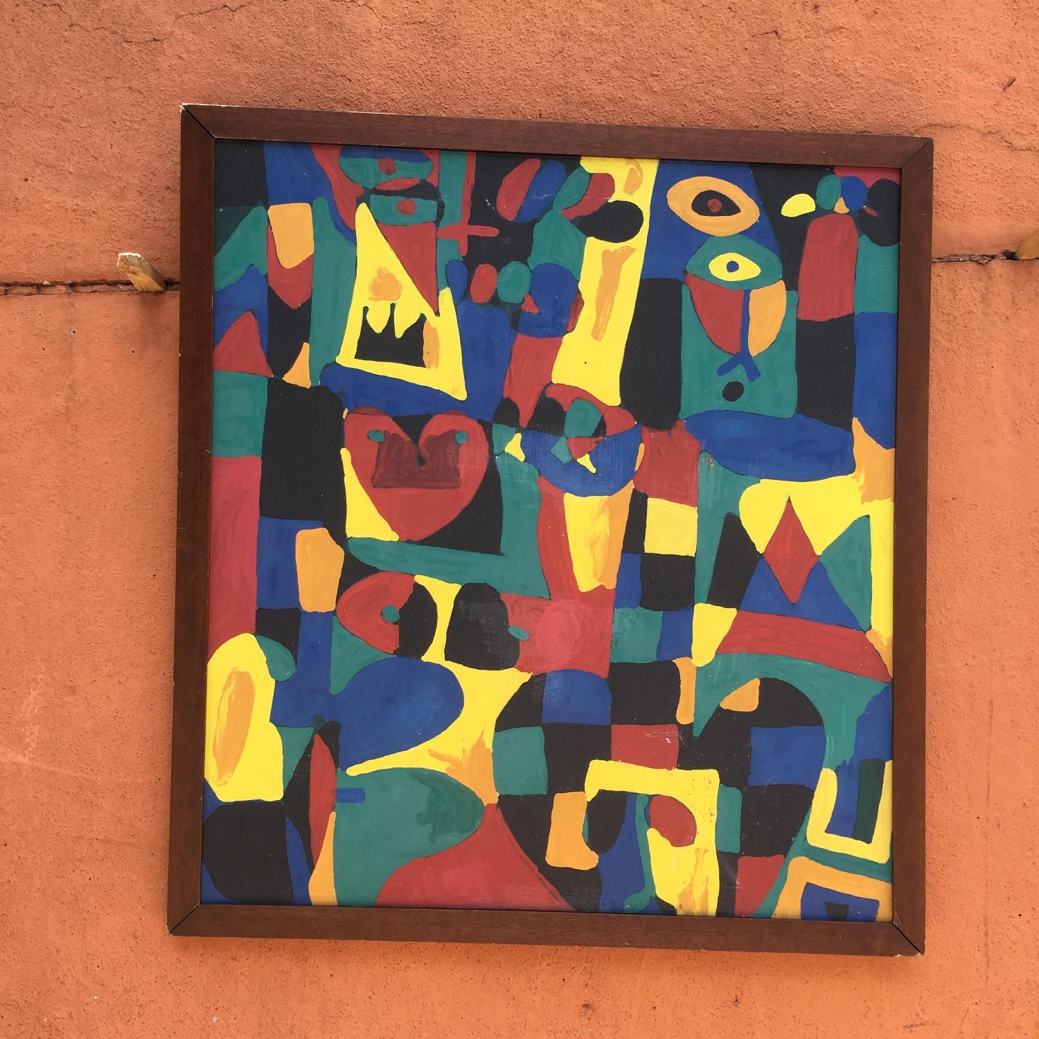 Vintage Large Framed Abstract Painting - Thumbnail 2