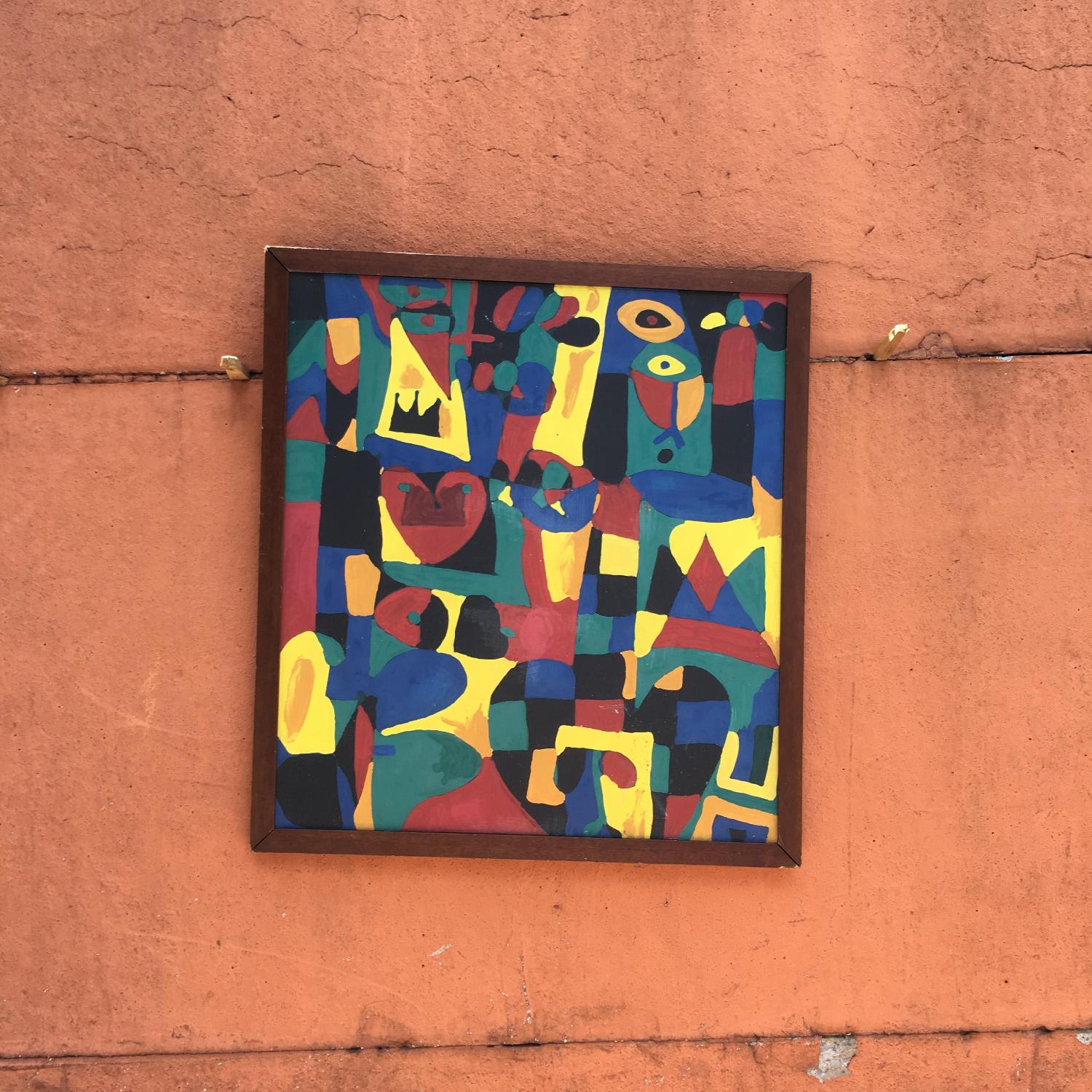 Vintage Large Framed Abstract Painting - image-2