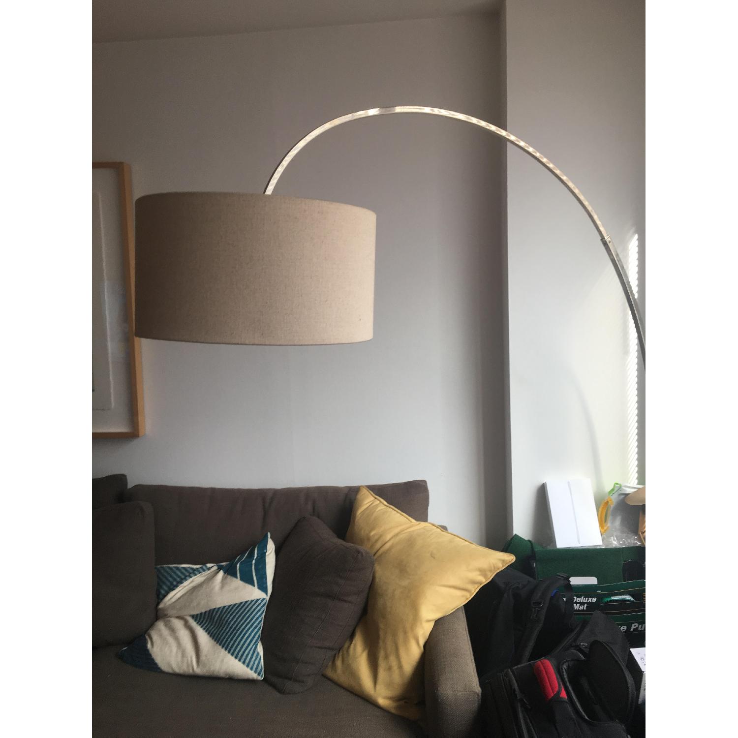 West Elm Overarching Floor Lamp in Polished Nickel/White - image-1