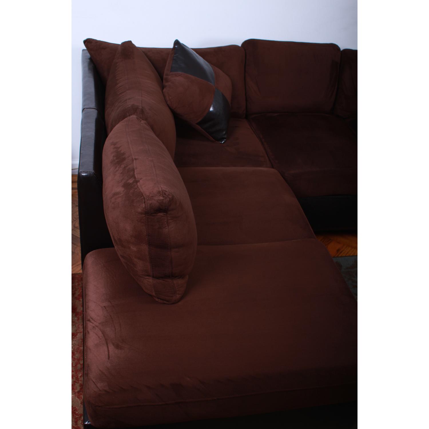 Faux Leather & Microsuede Sectional Sofa w/ Chaise - image-2