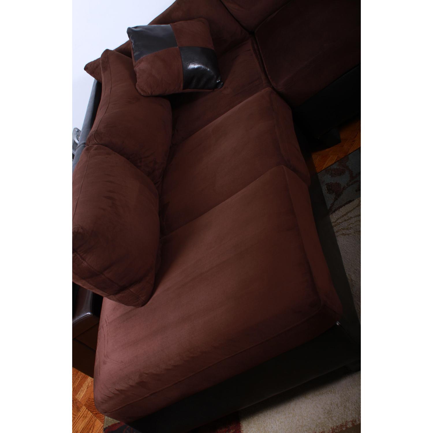 Faux Leather & Microsuede Sectional Sofa w/ Chaise - image-3