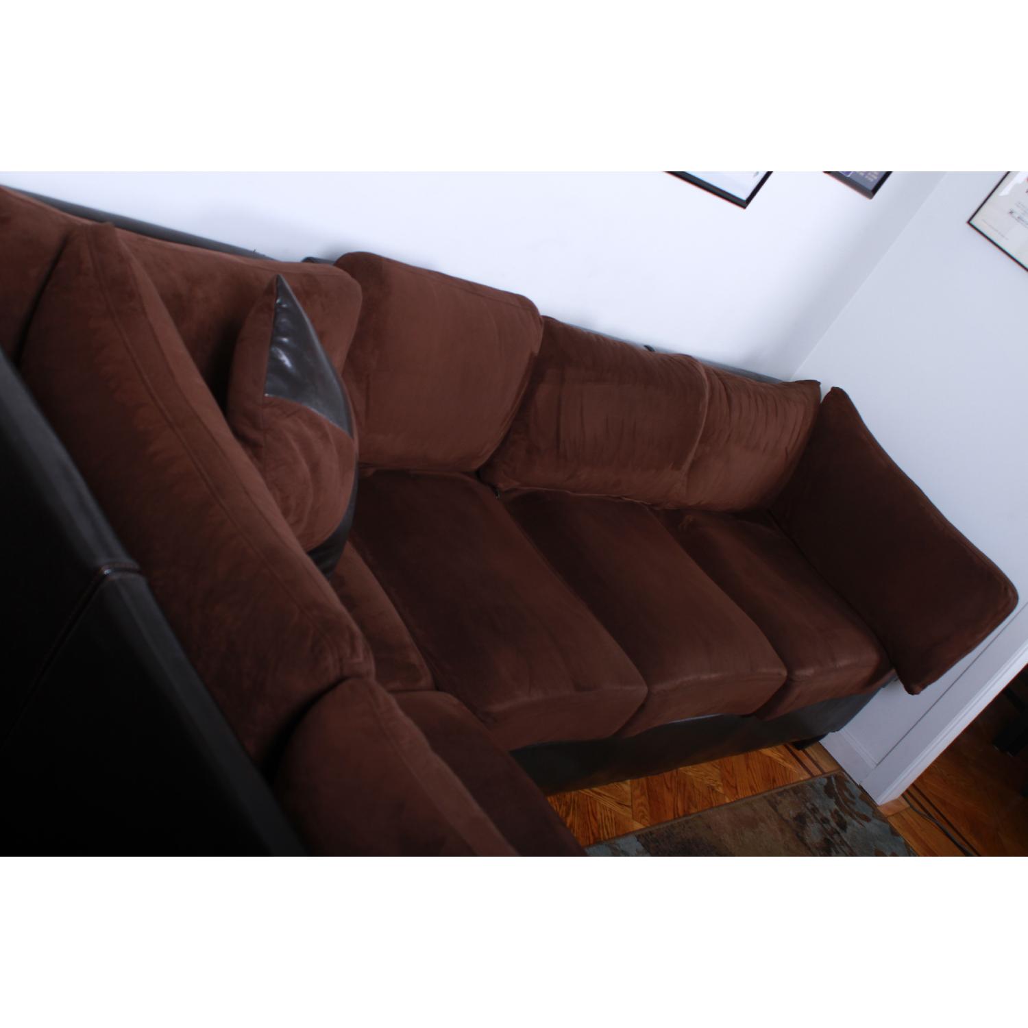 Faux Leather & Microsuede Sectional Sofa w/ Chaise - image-4
