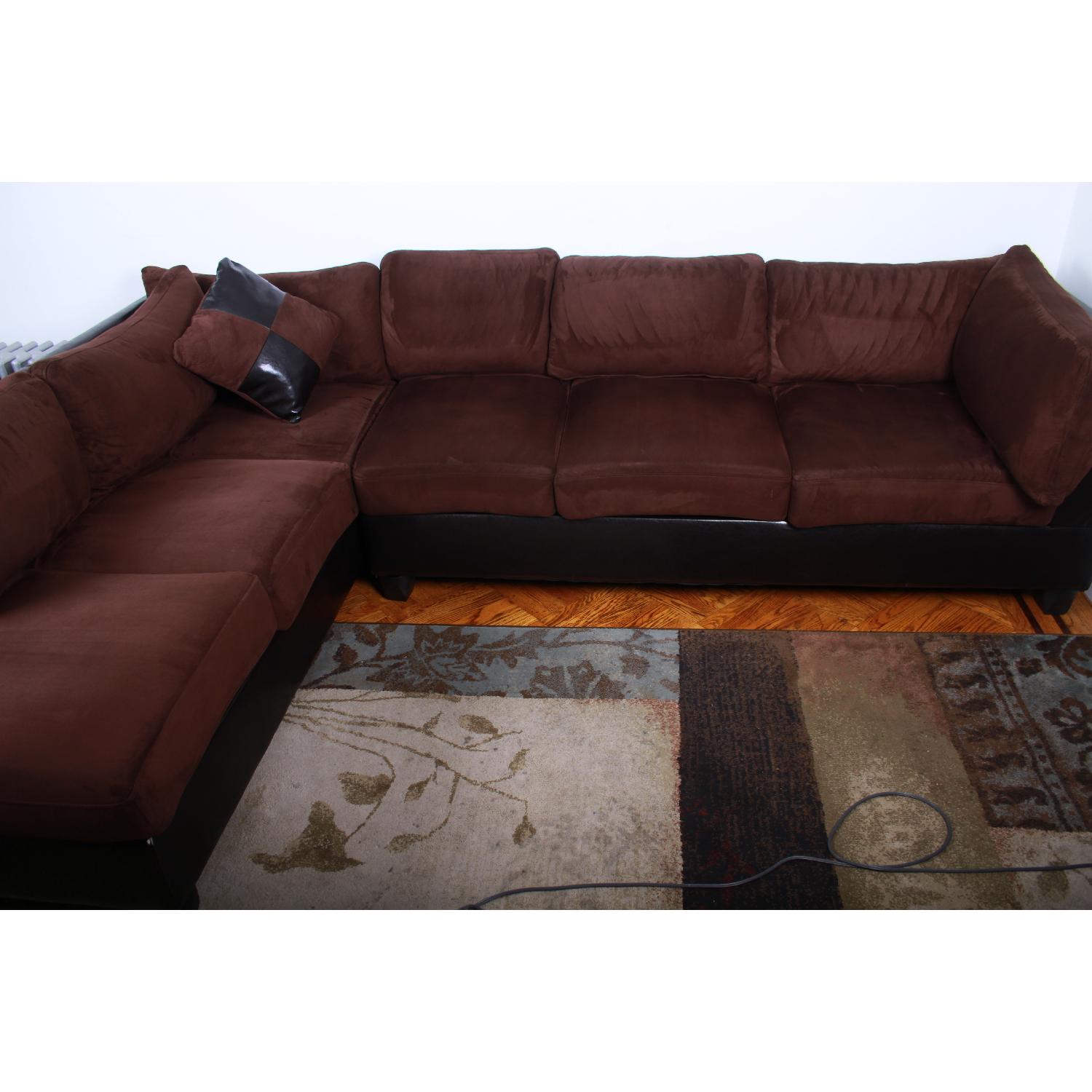 Faux Leather & Microsuede Sectional Sofa w/ Chaise - image-5