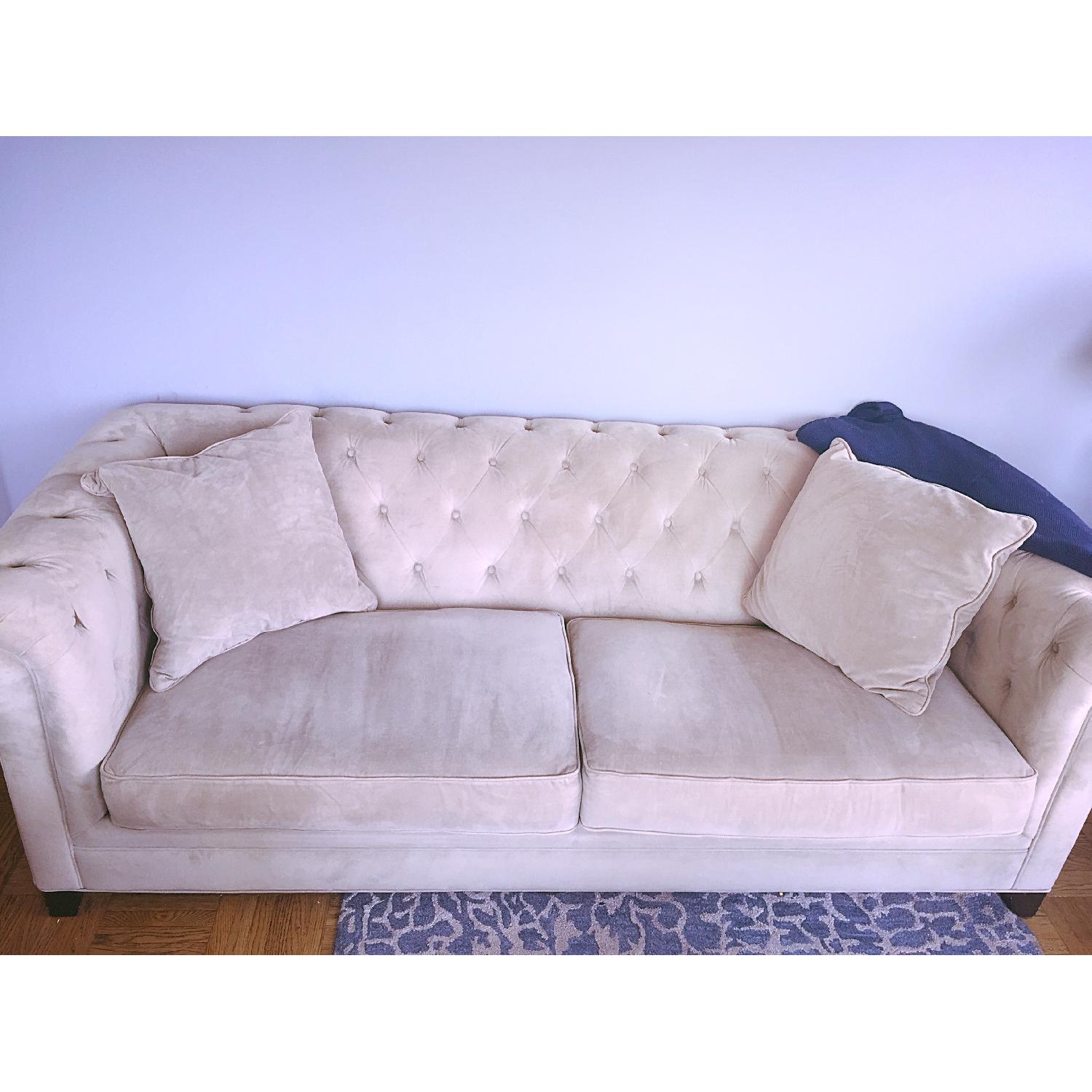 Martha Stewart Velvet Tufted Sofa + 2 Armchairs - image-2