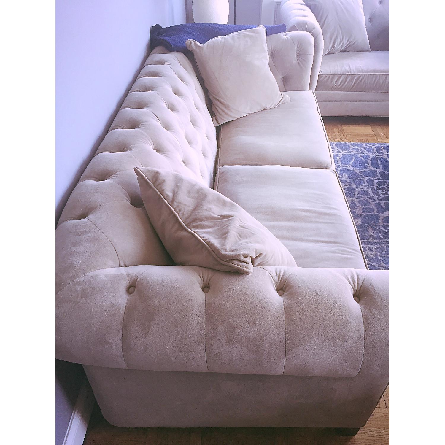 Martha Stewart Velvet Tufted Sofa + 2 Armchairs - image-3