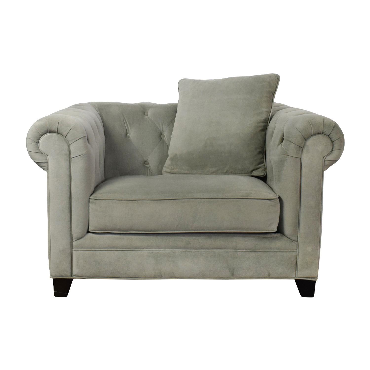 Martha Stewart Velvet Tufted Sofa + 2 Armchairs - image-5