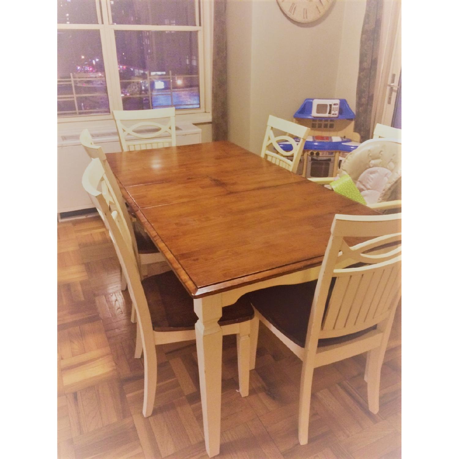 Country Farmhouse Table w/ 6 Chairs - image-1