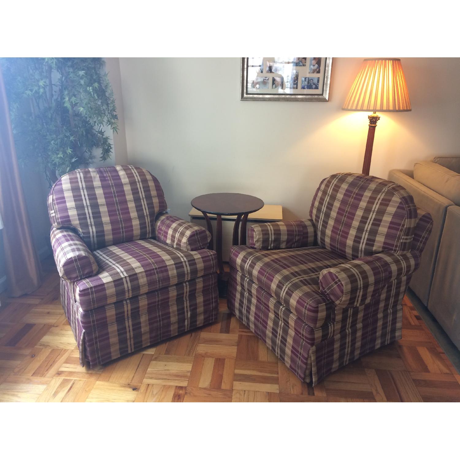 Ethan Allen Swivel Rockers in Plaid - image-1
