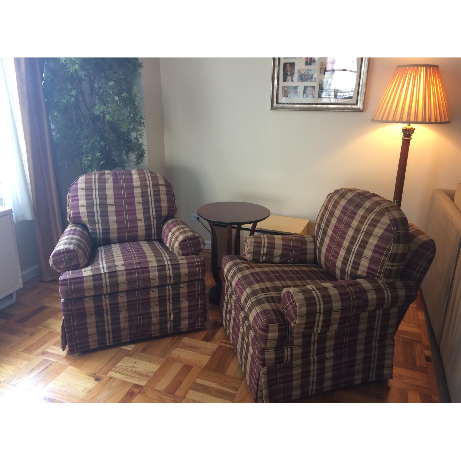 Ethan Allen Swivel Rockers in Plaid - image-2