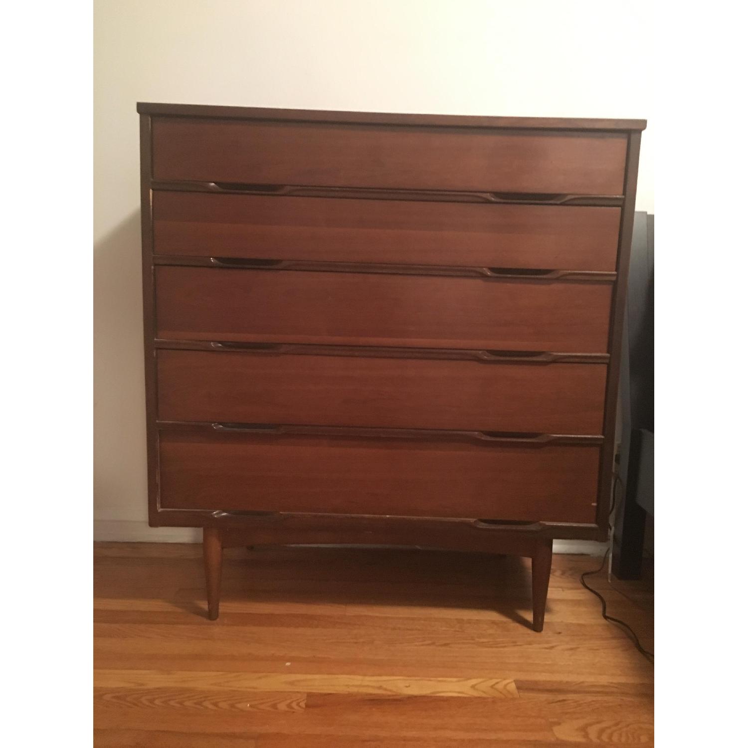 Vintage Mid Century Modern Tall Chestnut Dresser - image-1