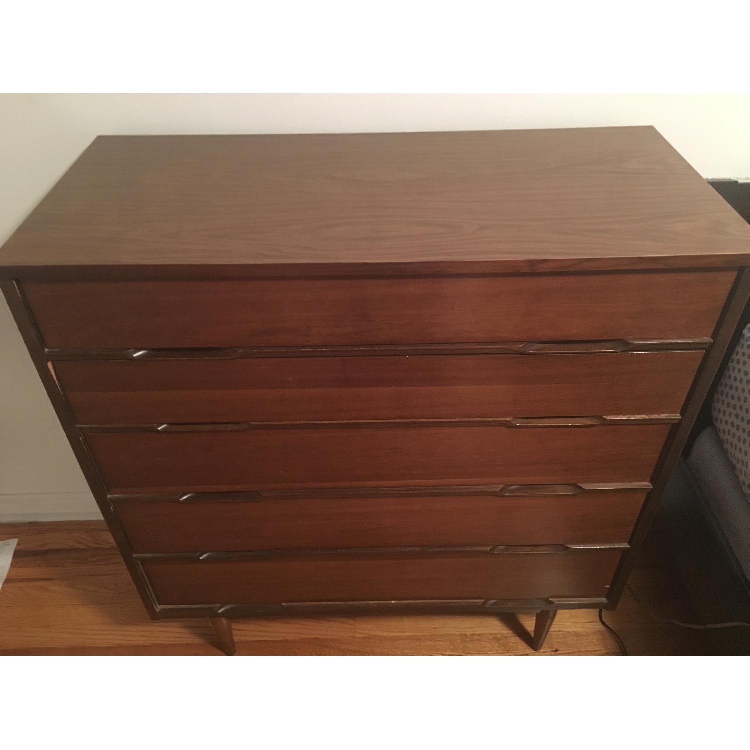 Vintage Mid Century Modern Tall Chestnut Dresser - image-3