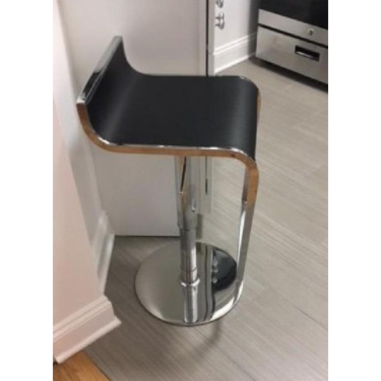 Chrome & Faux Leather Adjustable Bar Stool - image-1