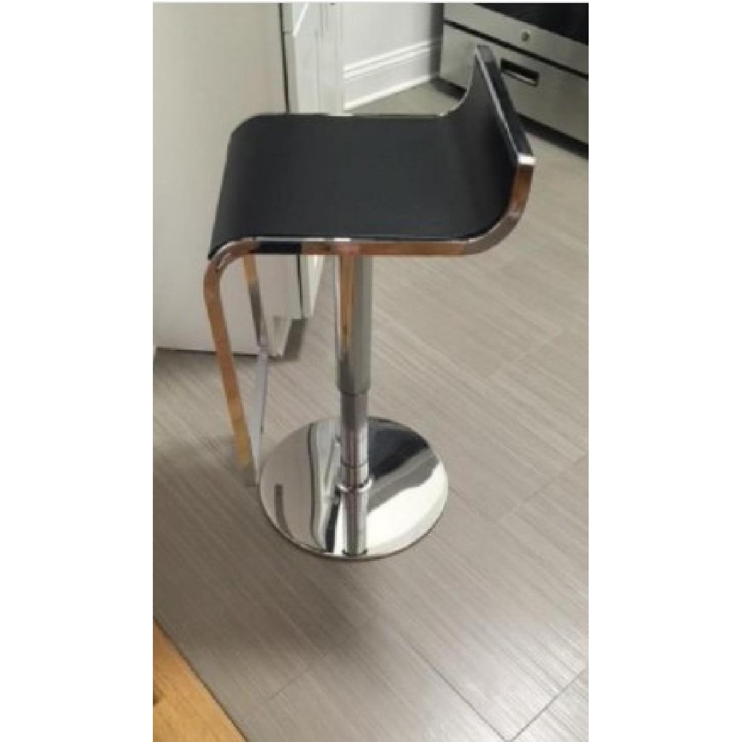 Chrome & Faux Leather Adjustable Bar Stool - image-3