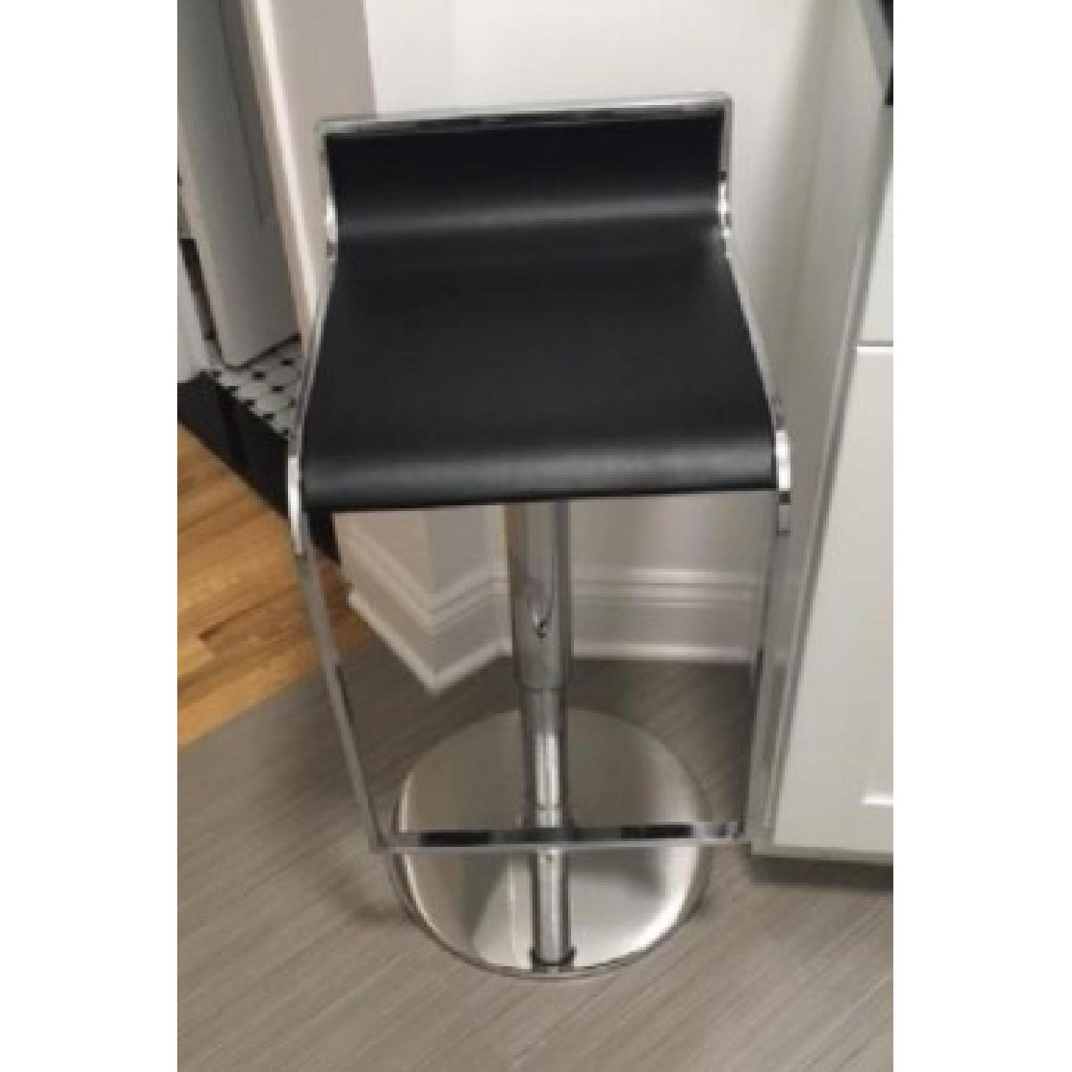 Chrome & Faux Leather Adjustable Bar Stool - image-4