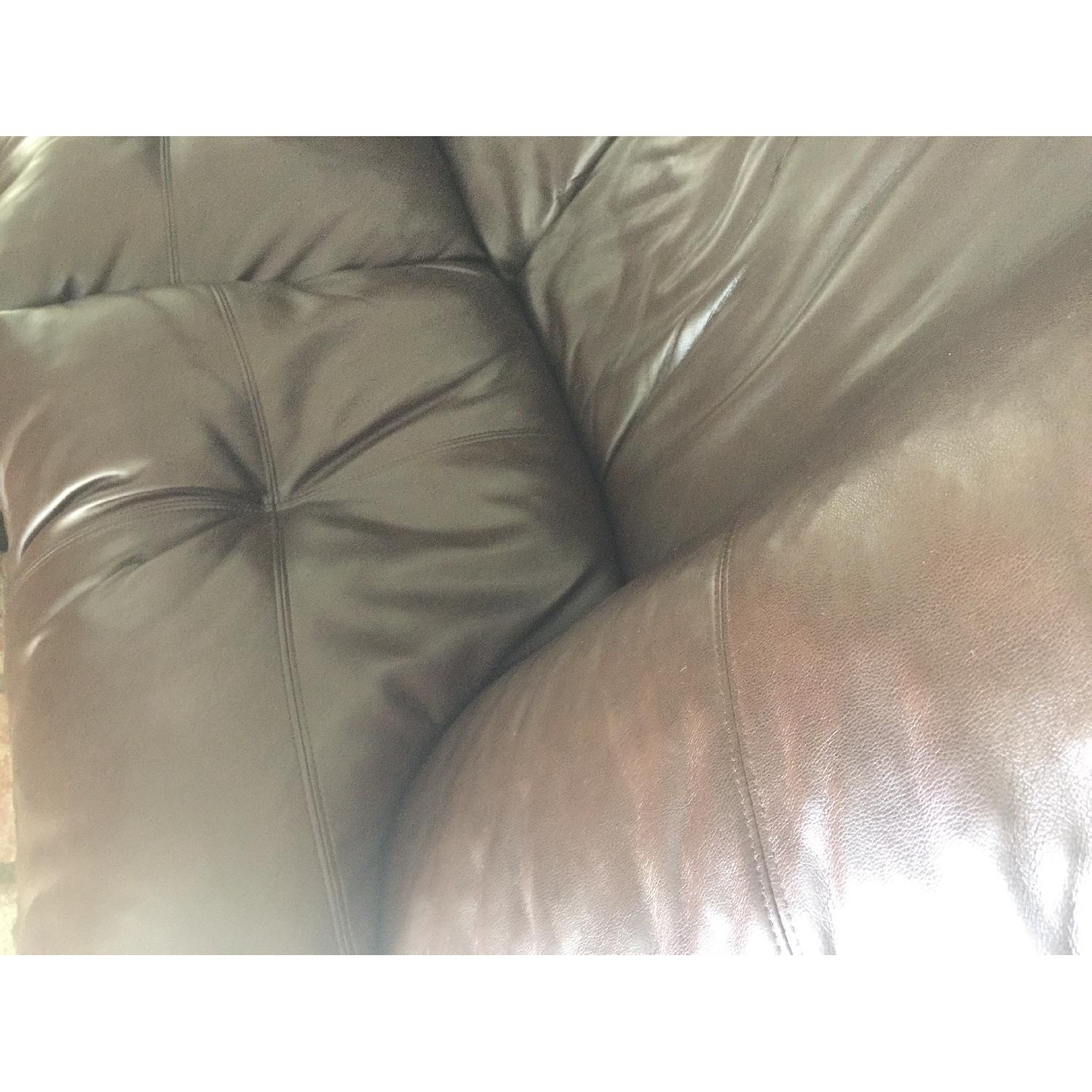 Brown Leather Loveseat - image-2