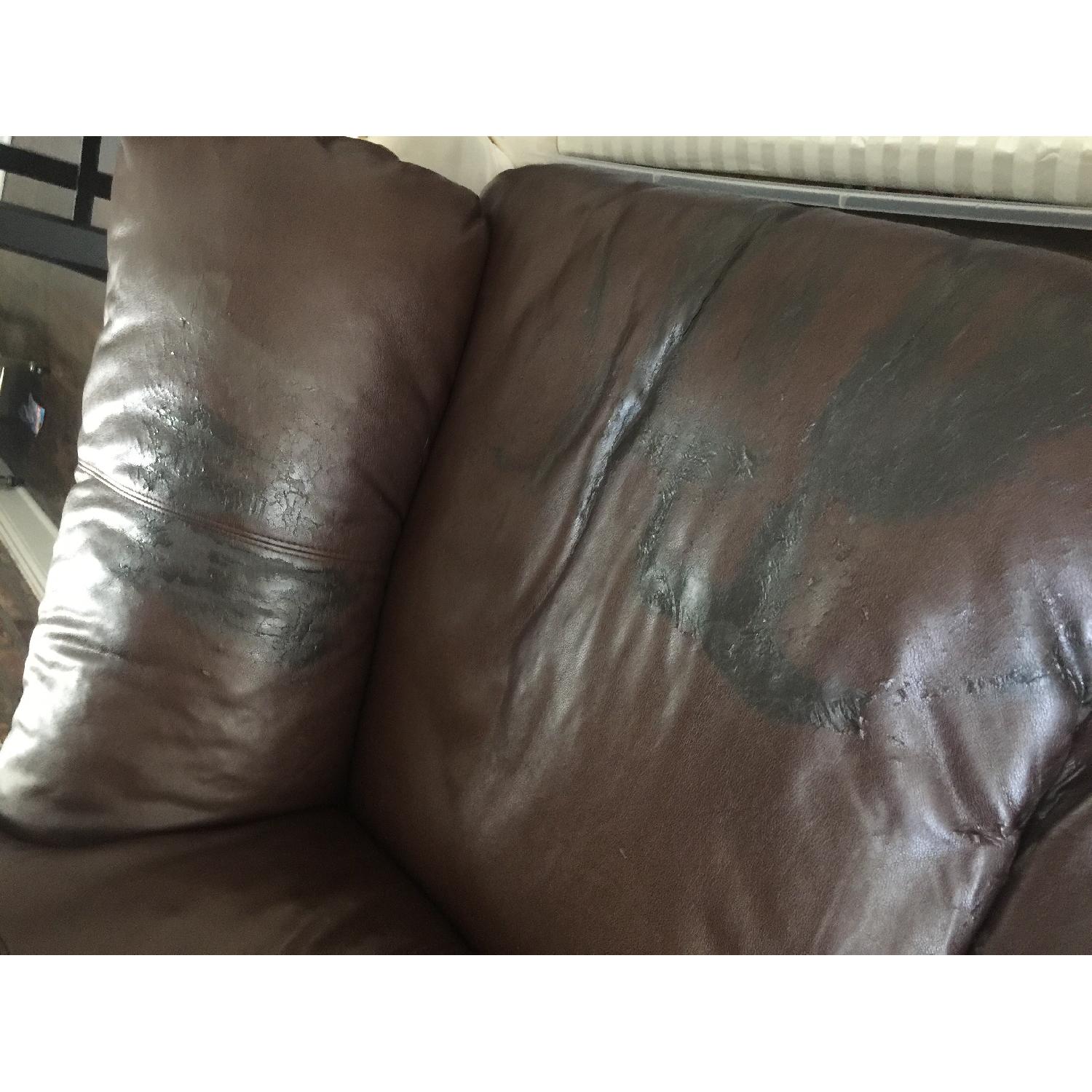 Brown Leather Loveseat - image-3