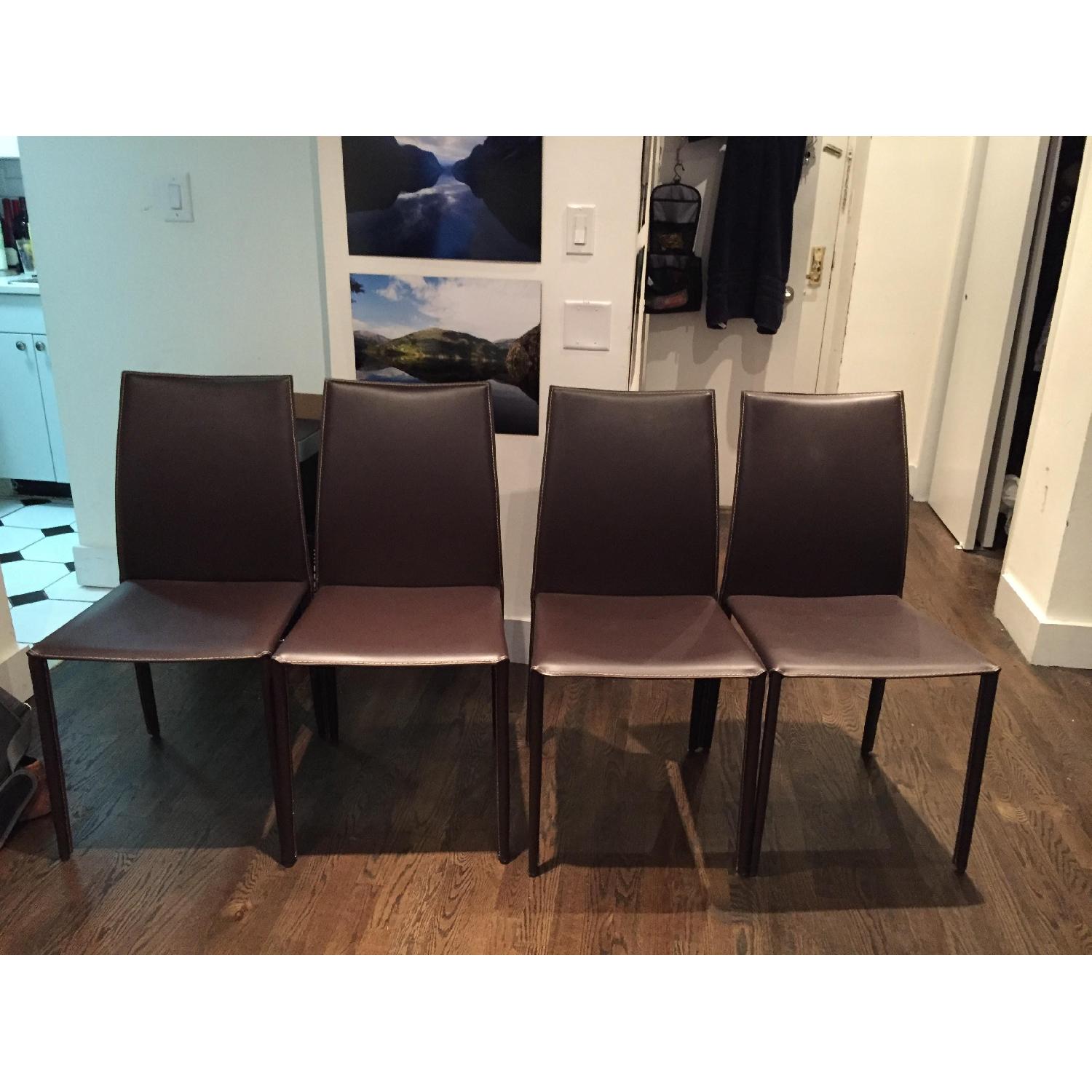 Amsterdam Brown Leather Dining Room Chairs - image-2