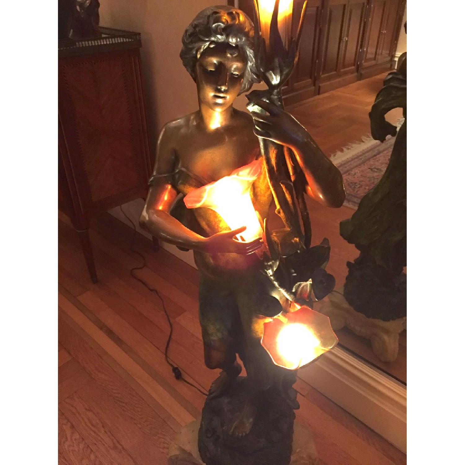 Vintage Bronze Sculpture Lamp - image-2