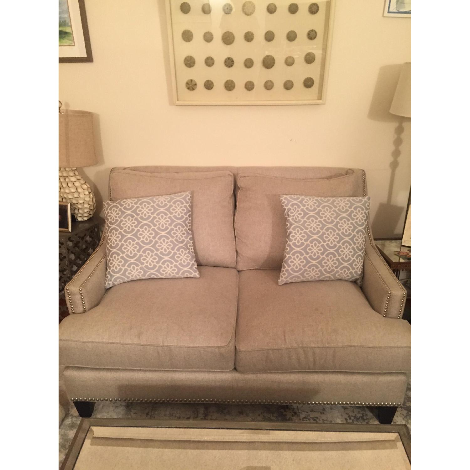 Jennifer Convertibles Light Grey Studded Loveseat - image-4