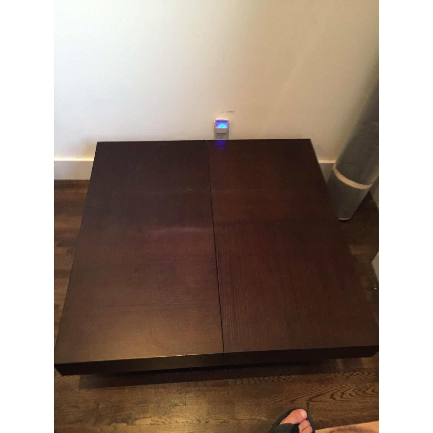 Dark Brown Wood Coffee Table w/ Storage - image-1