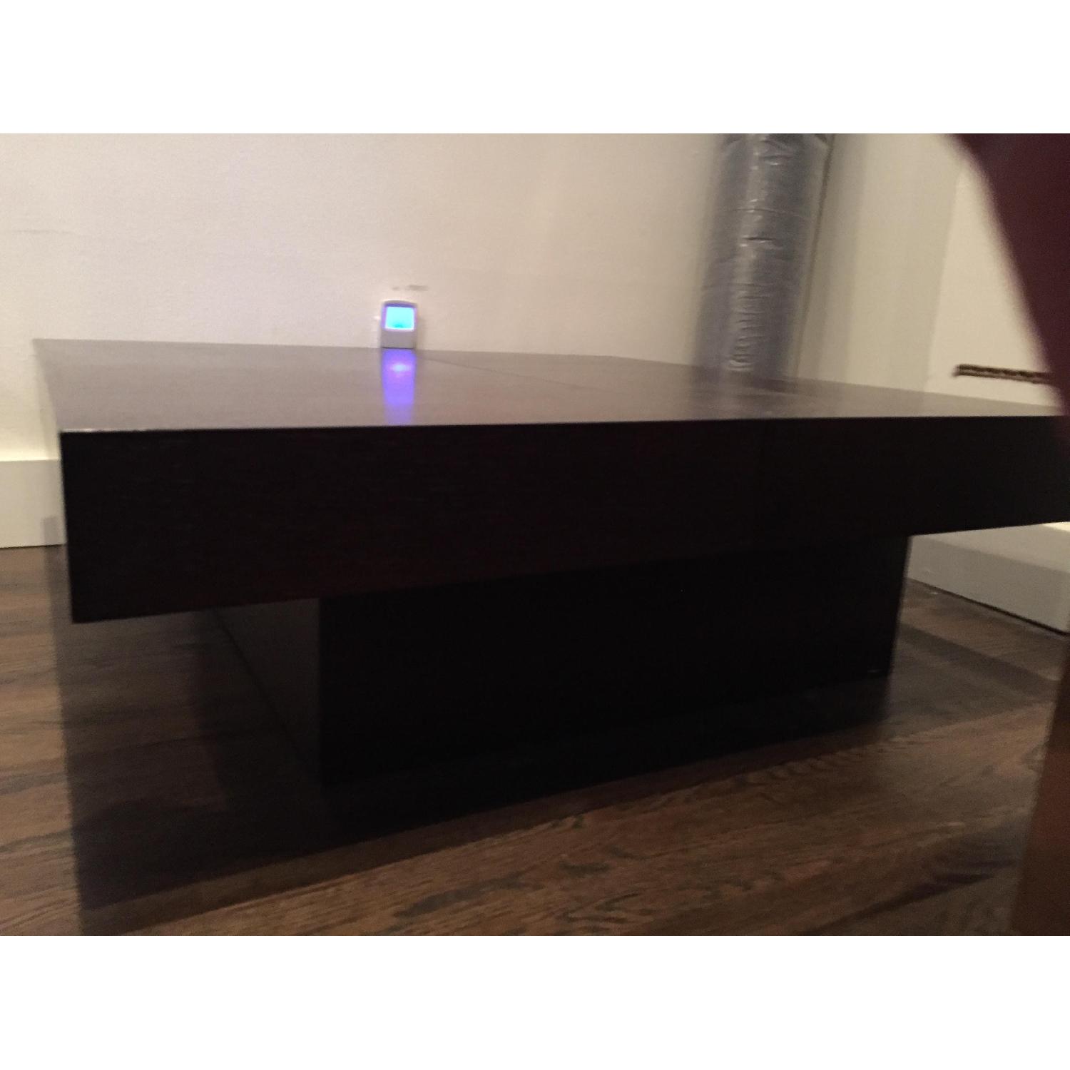 Dark Brown Wood Coffee Table w/ Storage - image-3