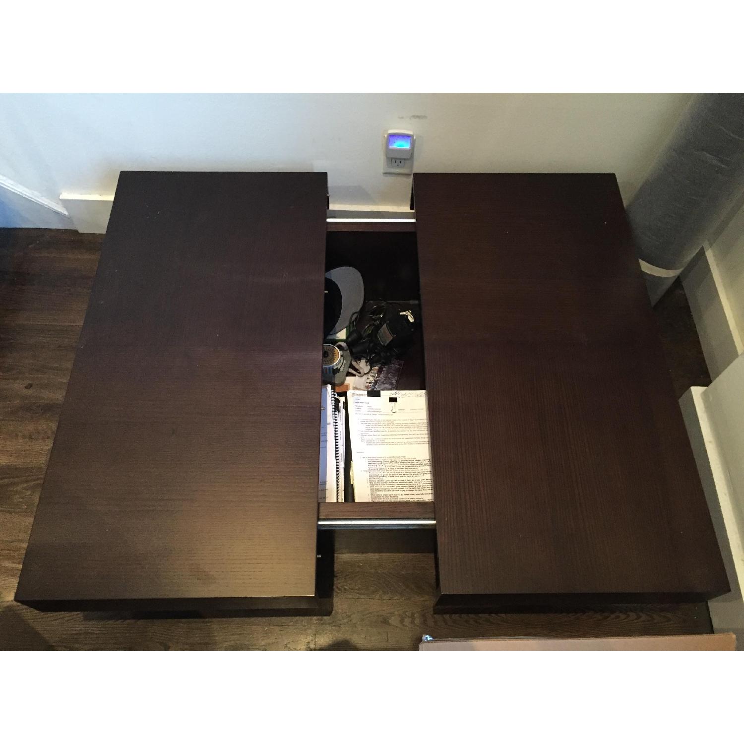 Dark Brown Wood Coffee Table w/ Storage - image-4