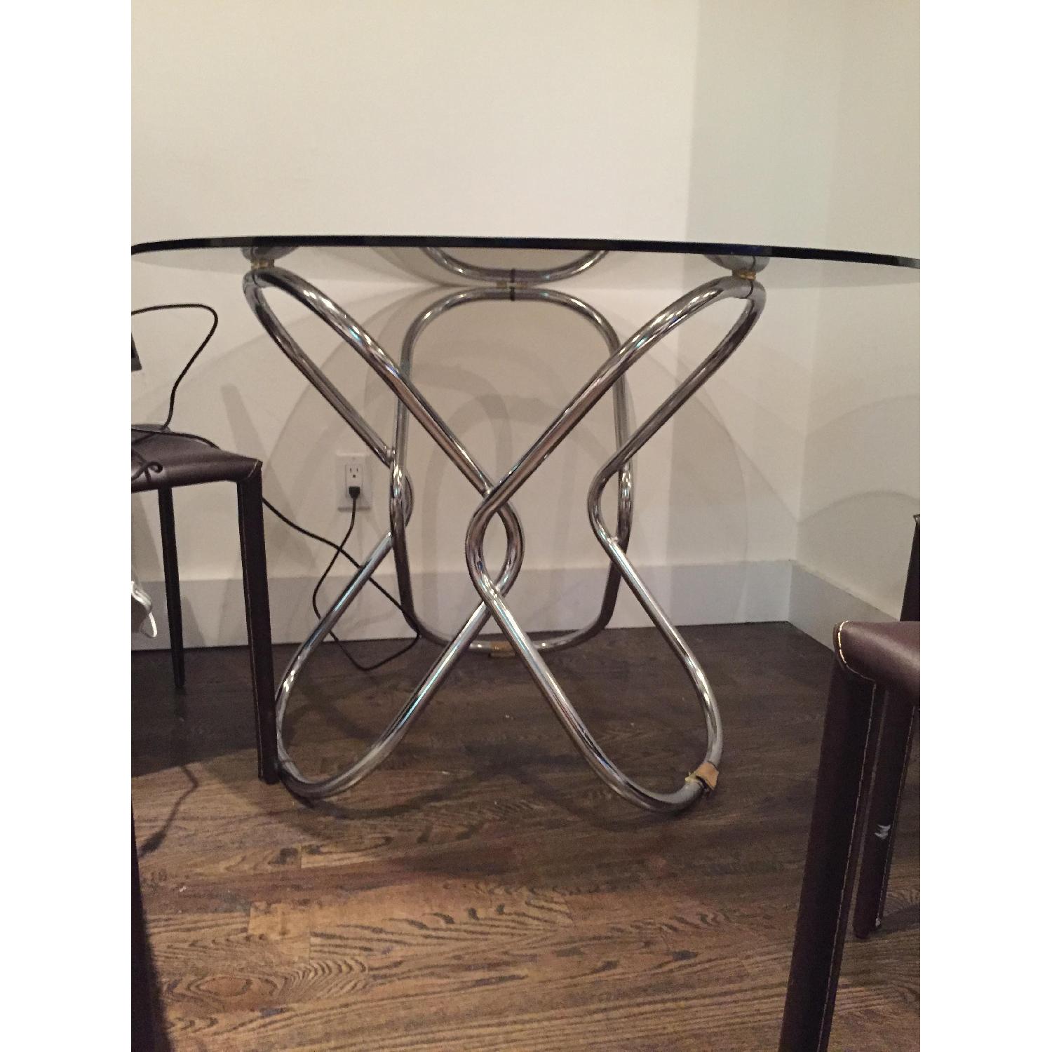 Glass Top Round Dining Room Table w/ Light Base - image-1
