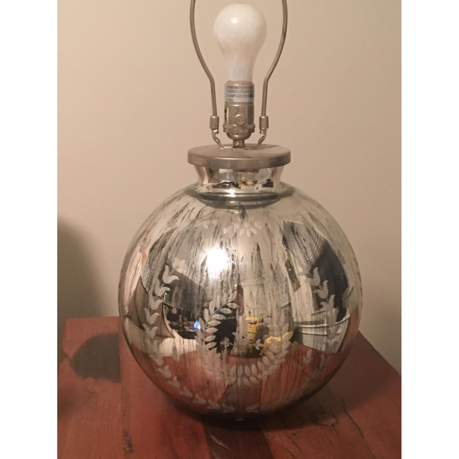 Pottery Barn Round Distressed Mirrored Table Lamp - image-5