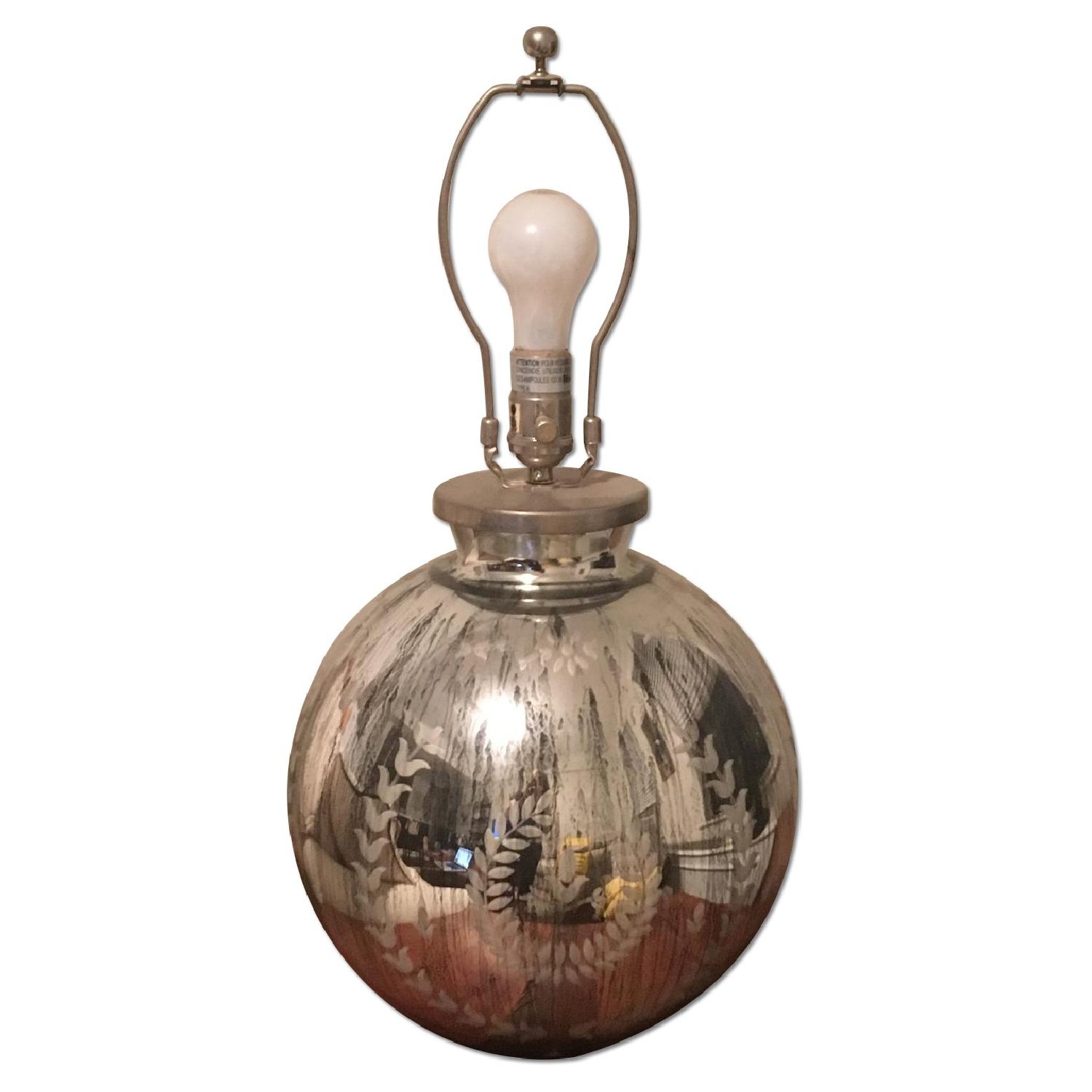Pottery Barn Round Distressed Mirrored Table Lamp - image-0