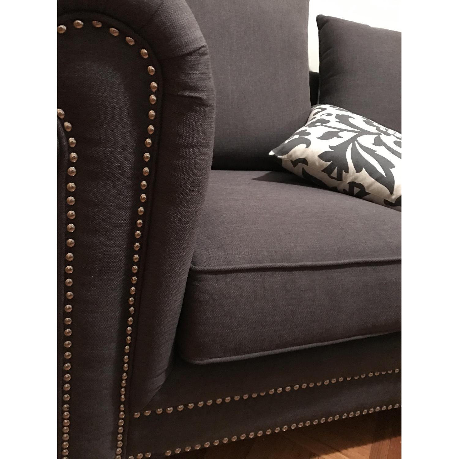 Grey 3 Seater Sofa w/ Gold Studs - image-3