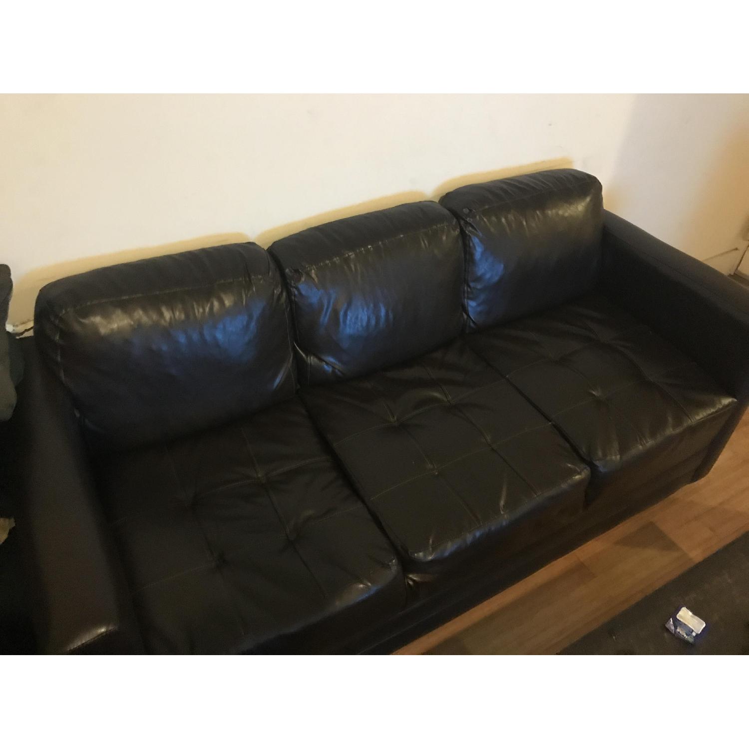 Faux Leather Brown 3 Seater Couch - image-1