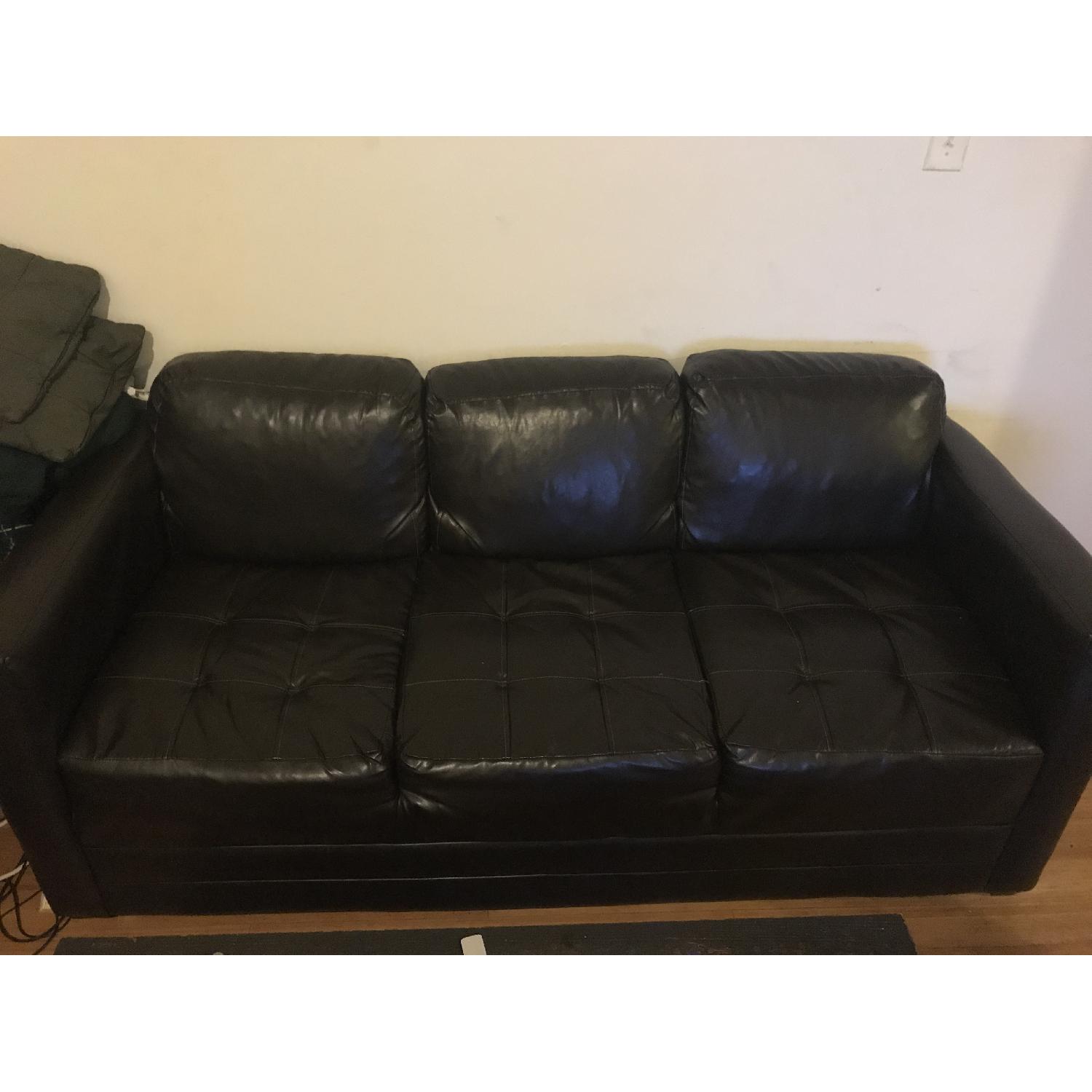 Faux Leather Brown 3 Seater Couch - image-2