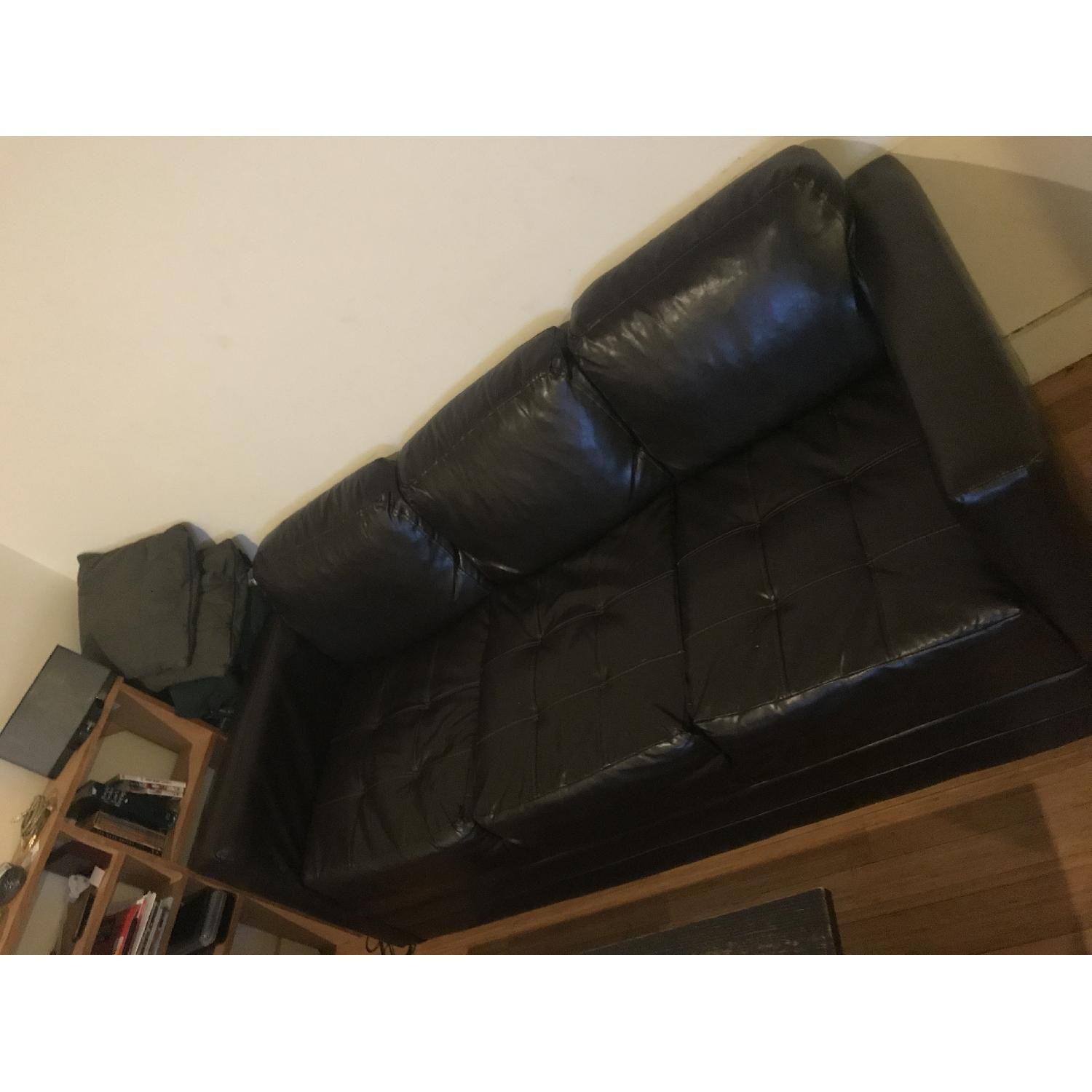 Faux Leather Brown 3 Seater Couch - image-3