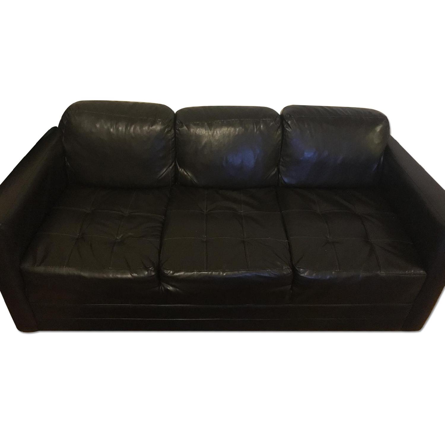 Faux Leather Brown 3 Seater Couch - image-0